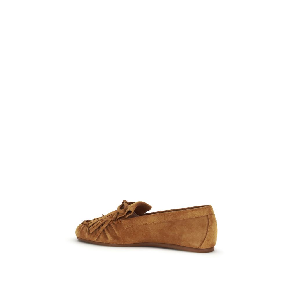 Stuart Weitzman Brown Calf Leather Bos Taurus Slip-On Loafers | Regal Royce