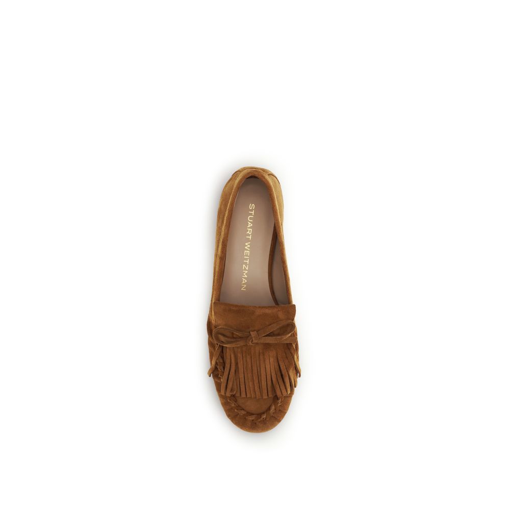 Stuart Weitzman Brown Calf Leather Bos Taurus Slip-On Loafers | Regal Royce