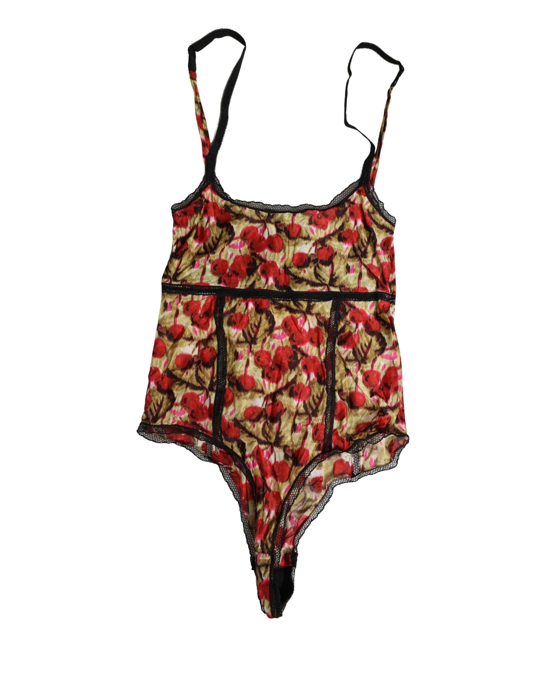 Roberto Cavalli Multicolor CherryPrint Lace Bodysuit Underwear | Regal Royce