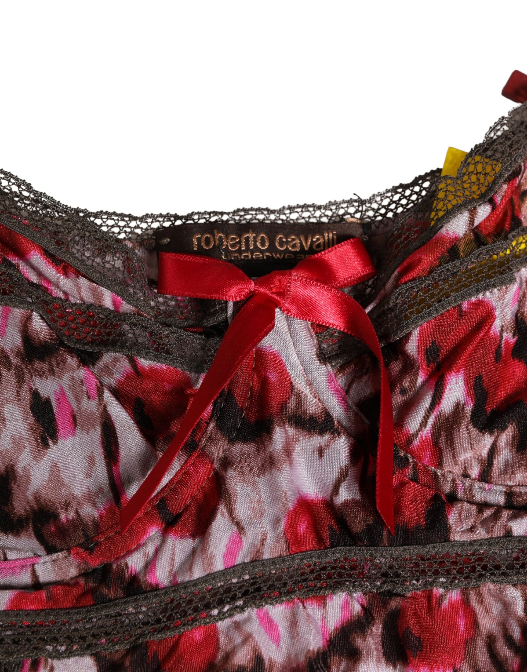 Roberto Cavalli Multicolor CherryPrint Lace Bodysuit Underwear | Regal Royce