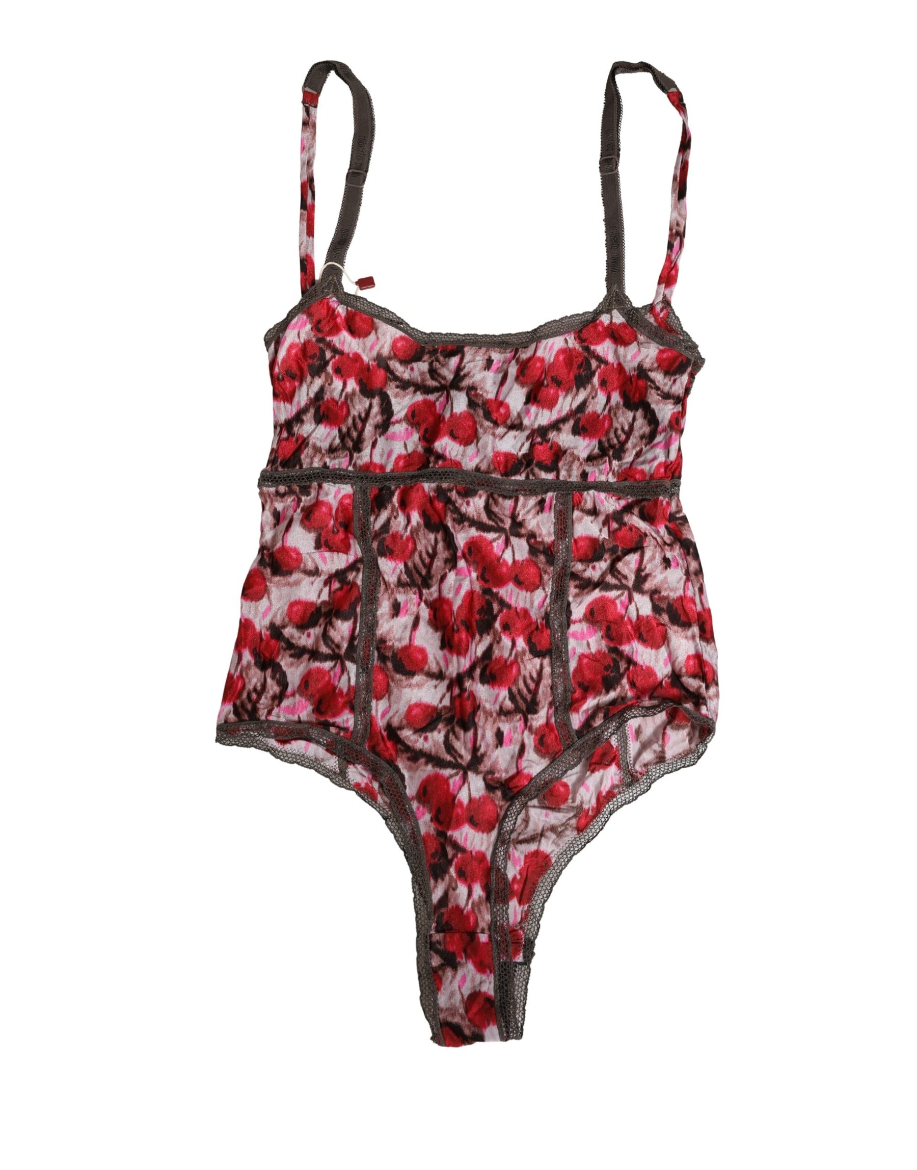 Roberto Cavalli Multicolor CherryPrint Lace Bodysuit Underwear | Regal Royce