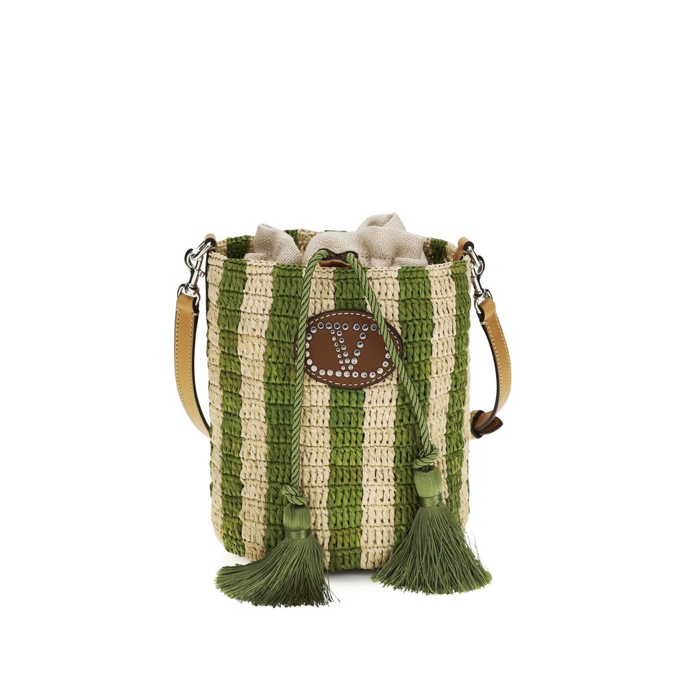 Valentino Garavani Bicolor Raffia Backet Bag | Regal Royce