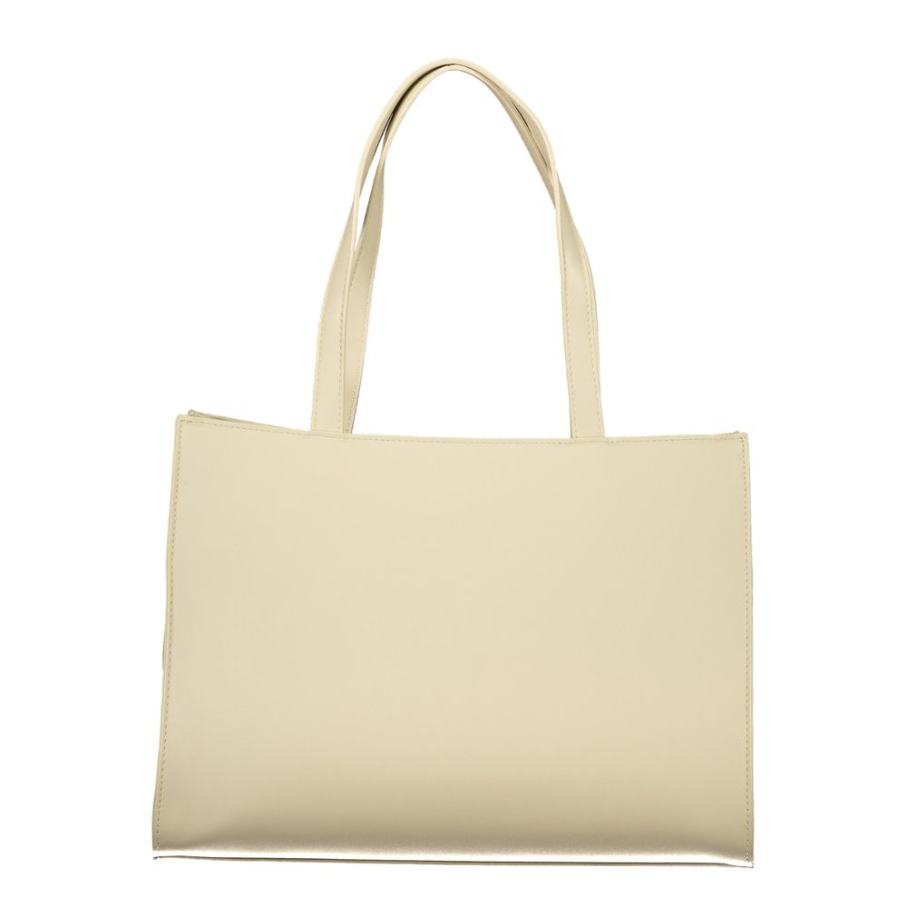 Mario Valentino Beige Polyurethane Womens Bag With Multiple Pockets | Regal Royce