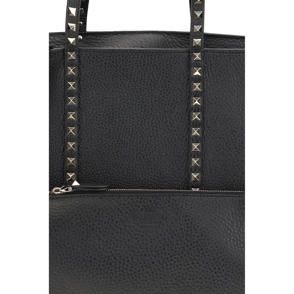 Valentino Garavani Black Calf Leather Bos Taurus Shoulder Bag | Regal Royce