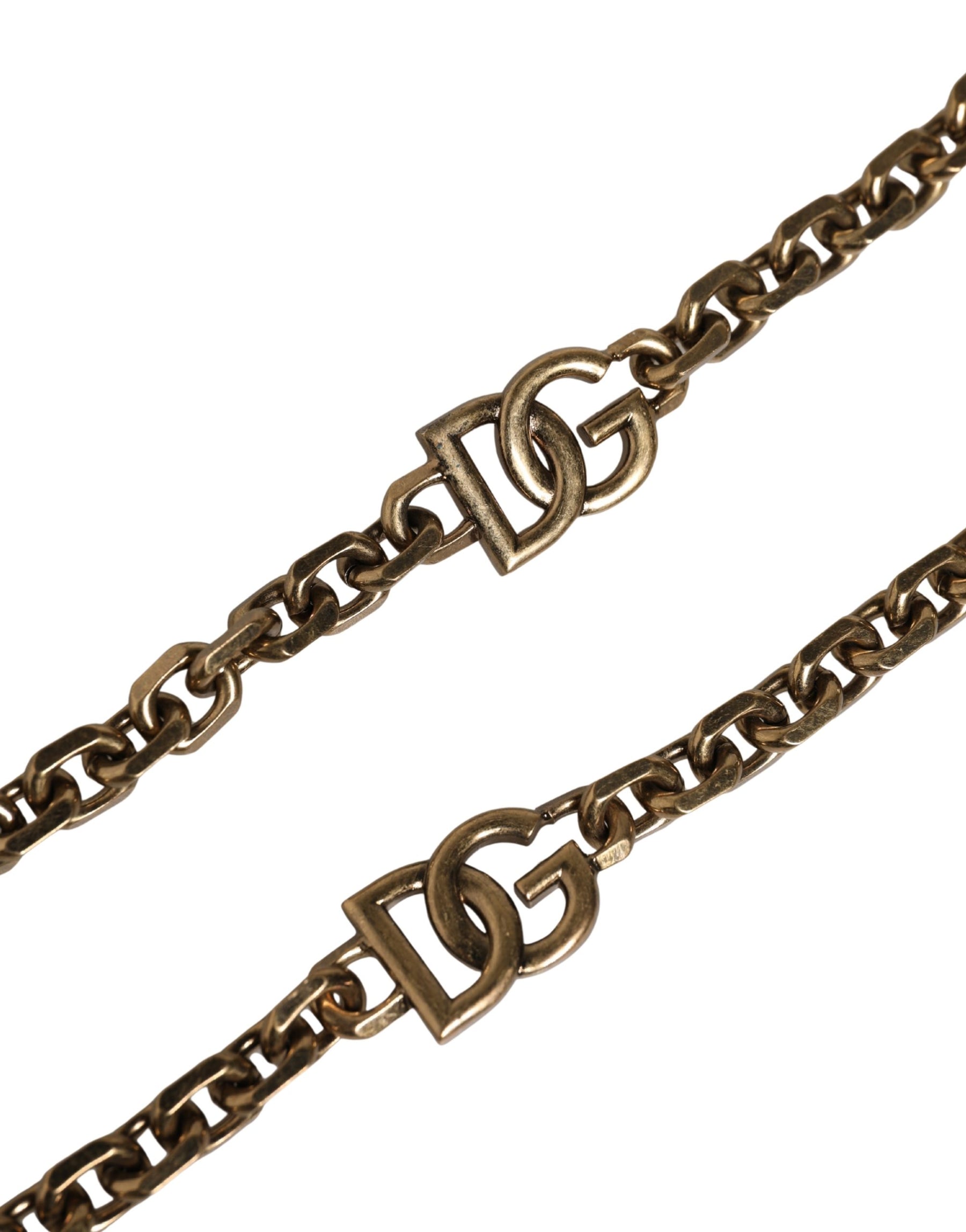 Dolce & Gabbana Black Leather Gold Chain Bag Accessory Shoulder Strap | Regal Royce
