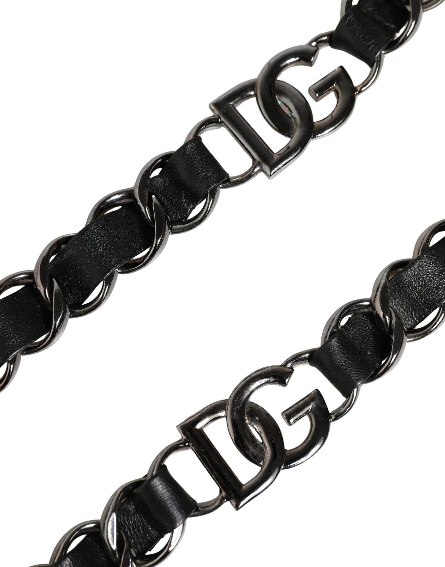 Dolce & Gabbana Black Leather Silver Chain Bag Accessory Shoulder Strap | Regal Royce