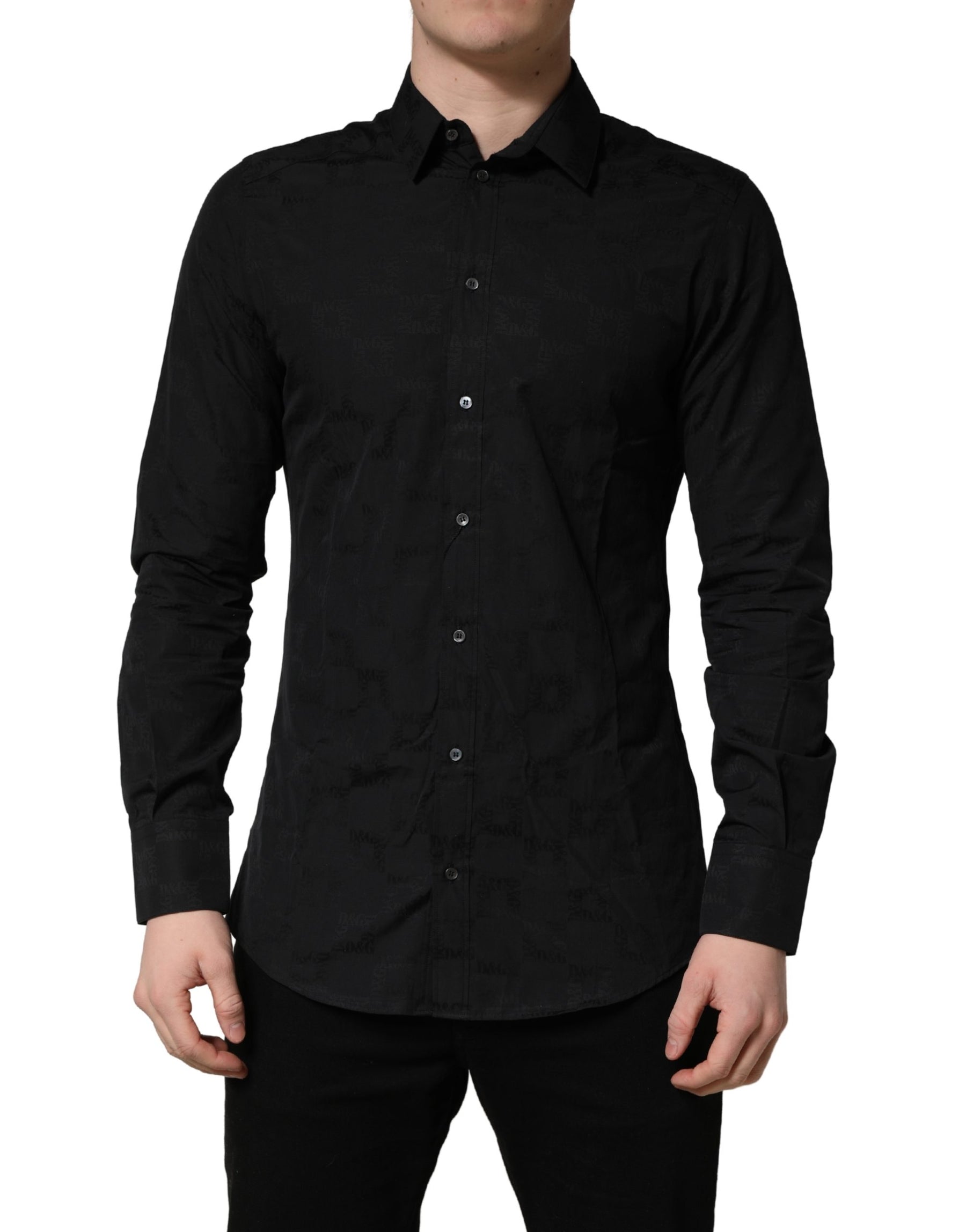 Dolce & Gabbana Black MARTINI Cotton Slim Dress Formal Shirt | Regal Royce