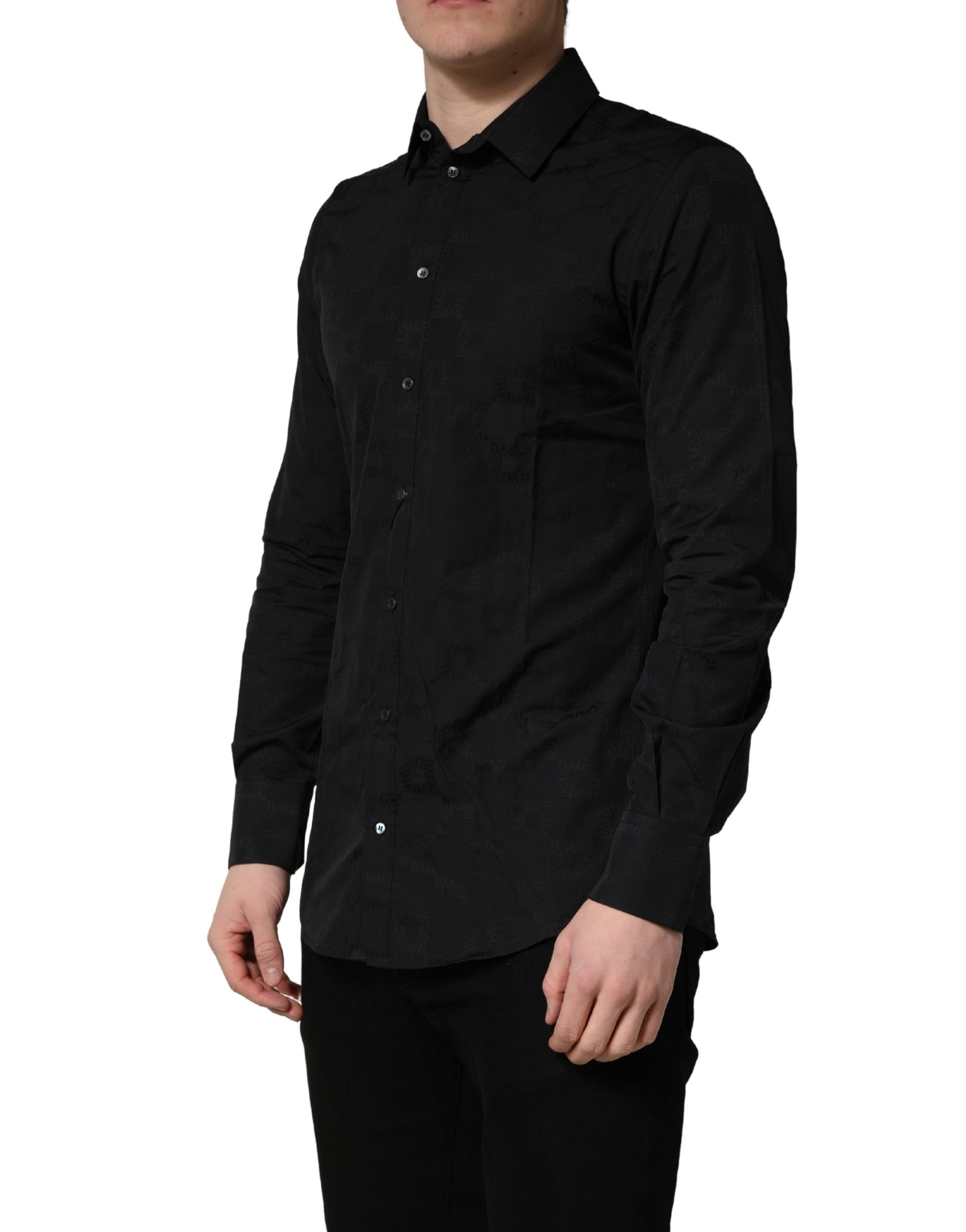 Dolce & Gabbana Black MARTINI Cotton Slim Dress Formal Shirt | Regal Royce
