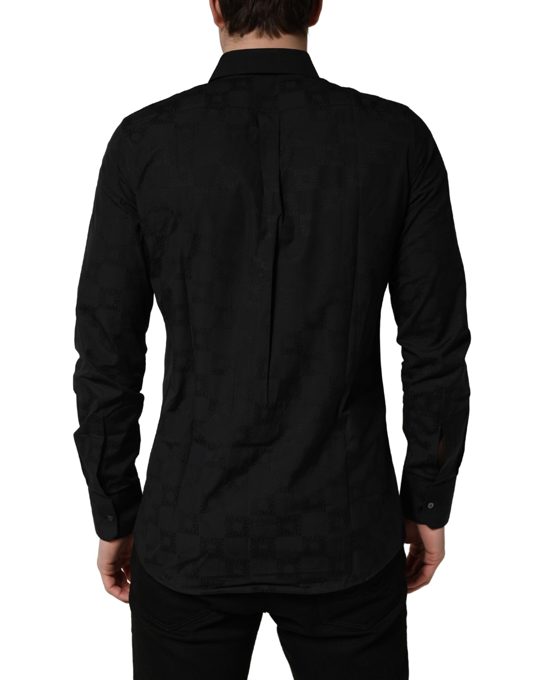 Dolce & Gabbana Black MARTINI Cotton Slim Dress Formal Shirt | Regal Royce