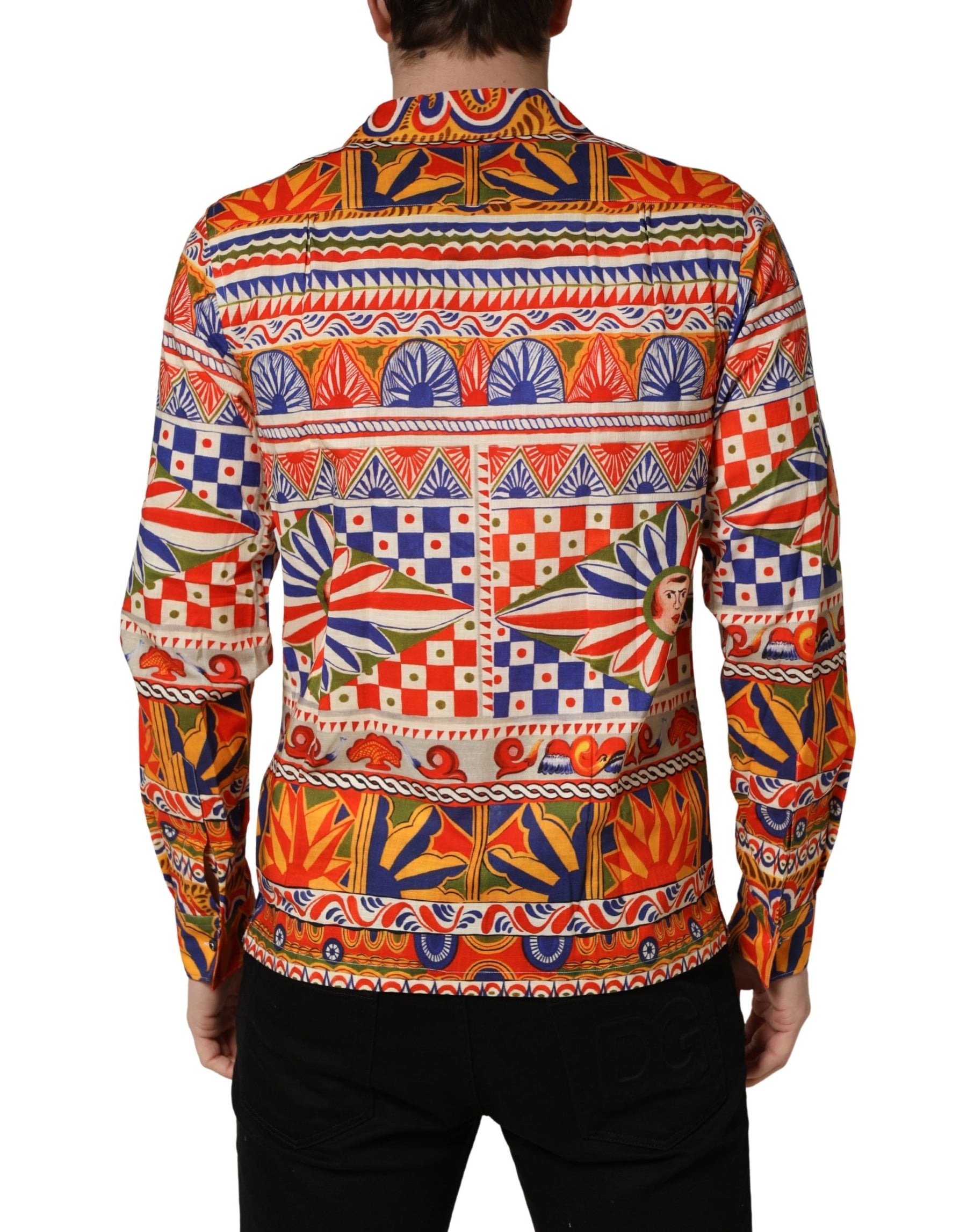 Dolce & Gabbana Multicolor Sicilian Carretto Twill Cotton Men Shirt | Regal Royce