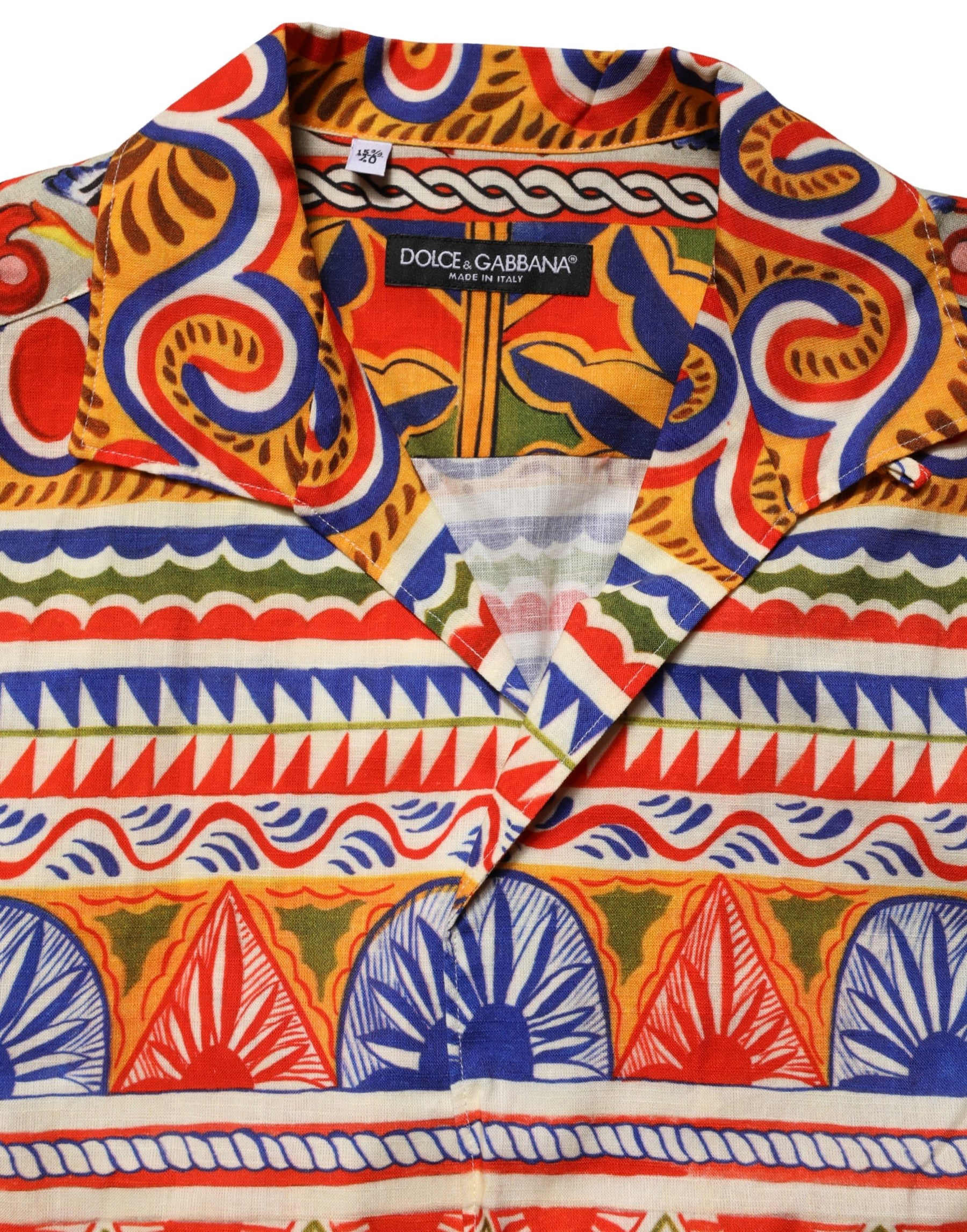 Dolce & Gabbana Multicolor Sicilian Carretto Twill Cotton Men Shirt | Regal Royce