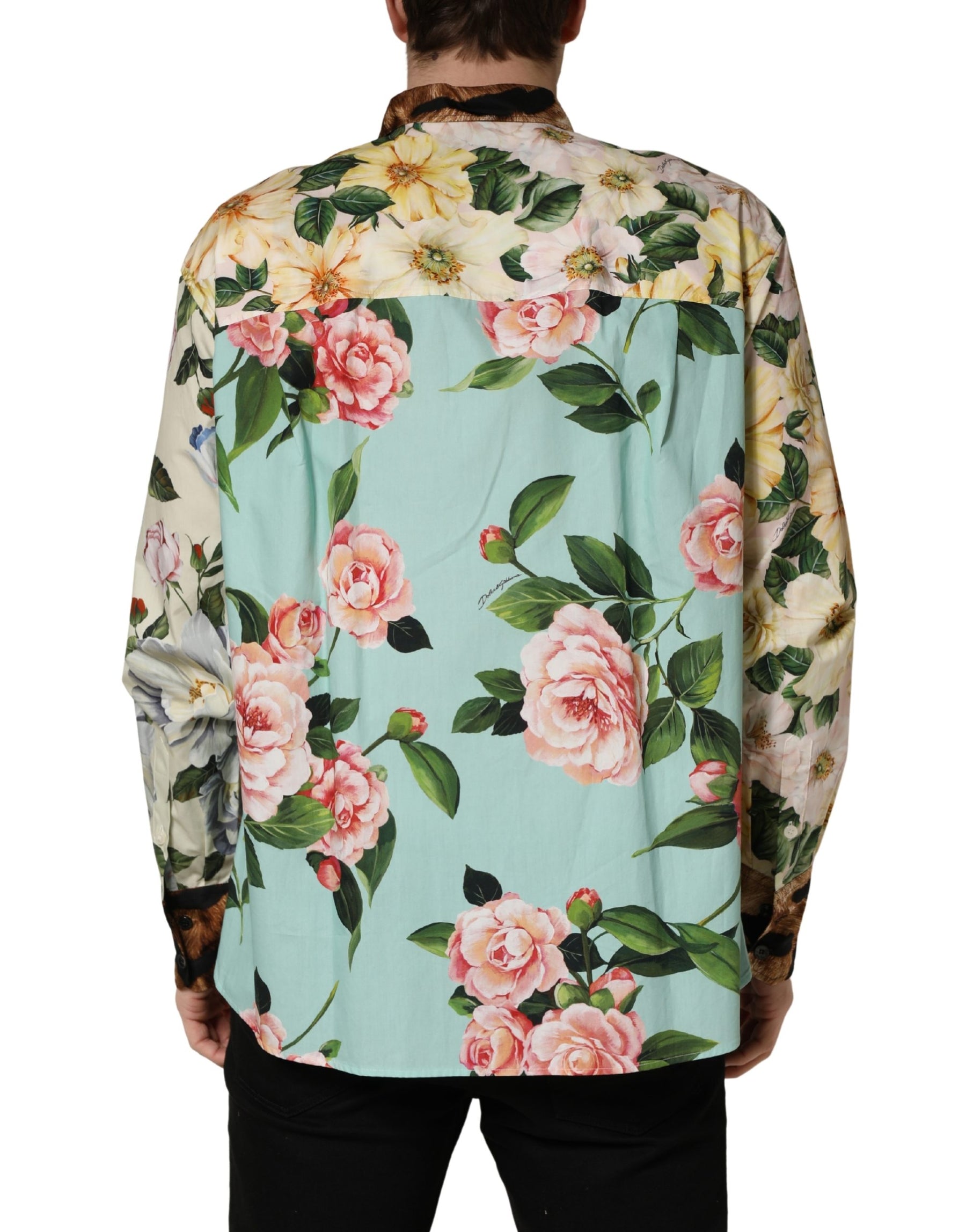 Dolce & Gabbana Multicolor Floral Animal Print Collared Shirt | Regal Royce
