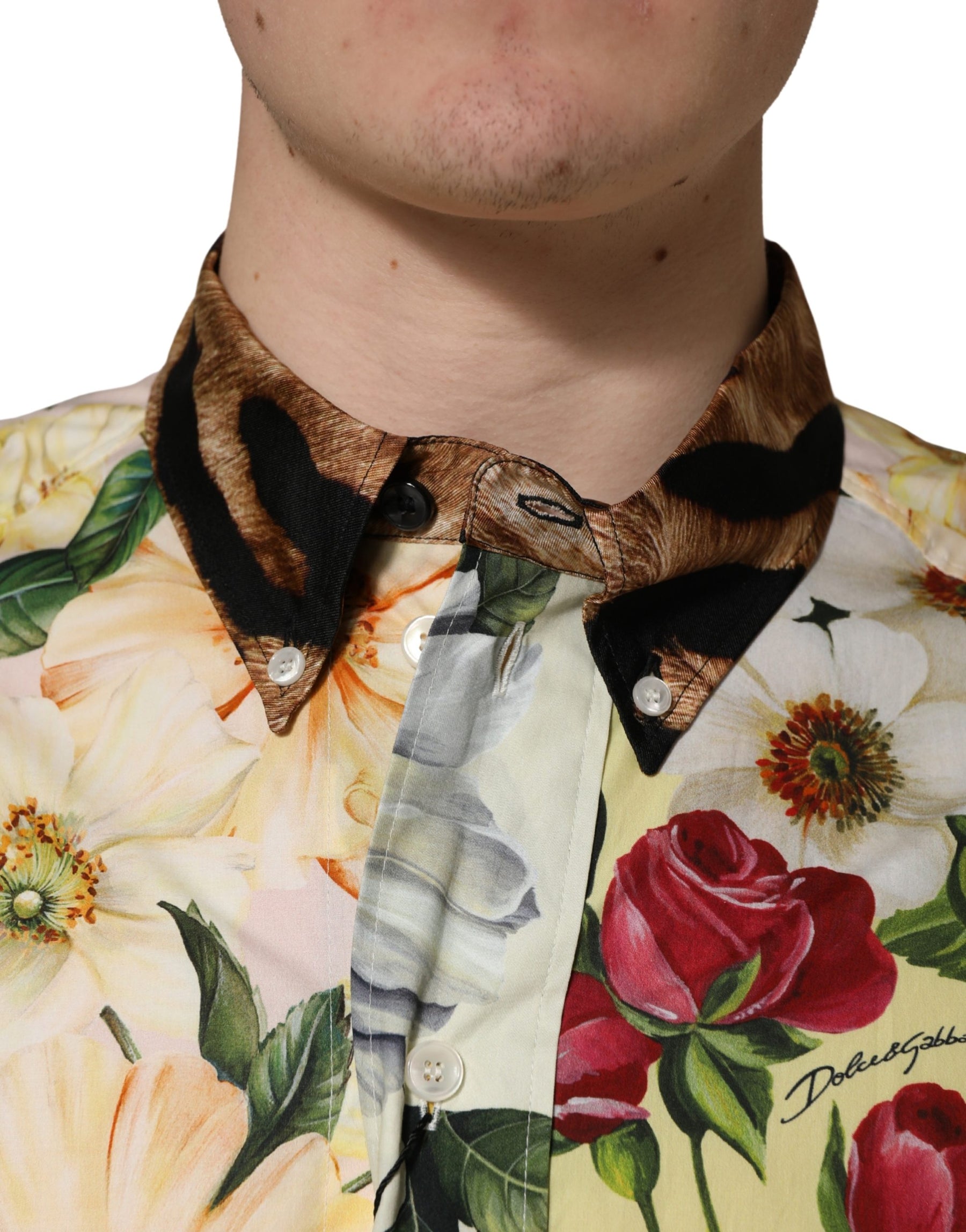 Dolce & Gabbana Multicolor Floral Animal Print Collared Shirt | Regal Royce