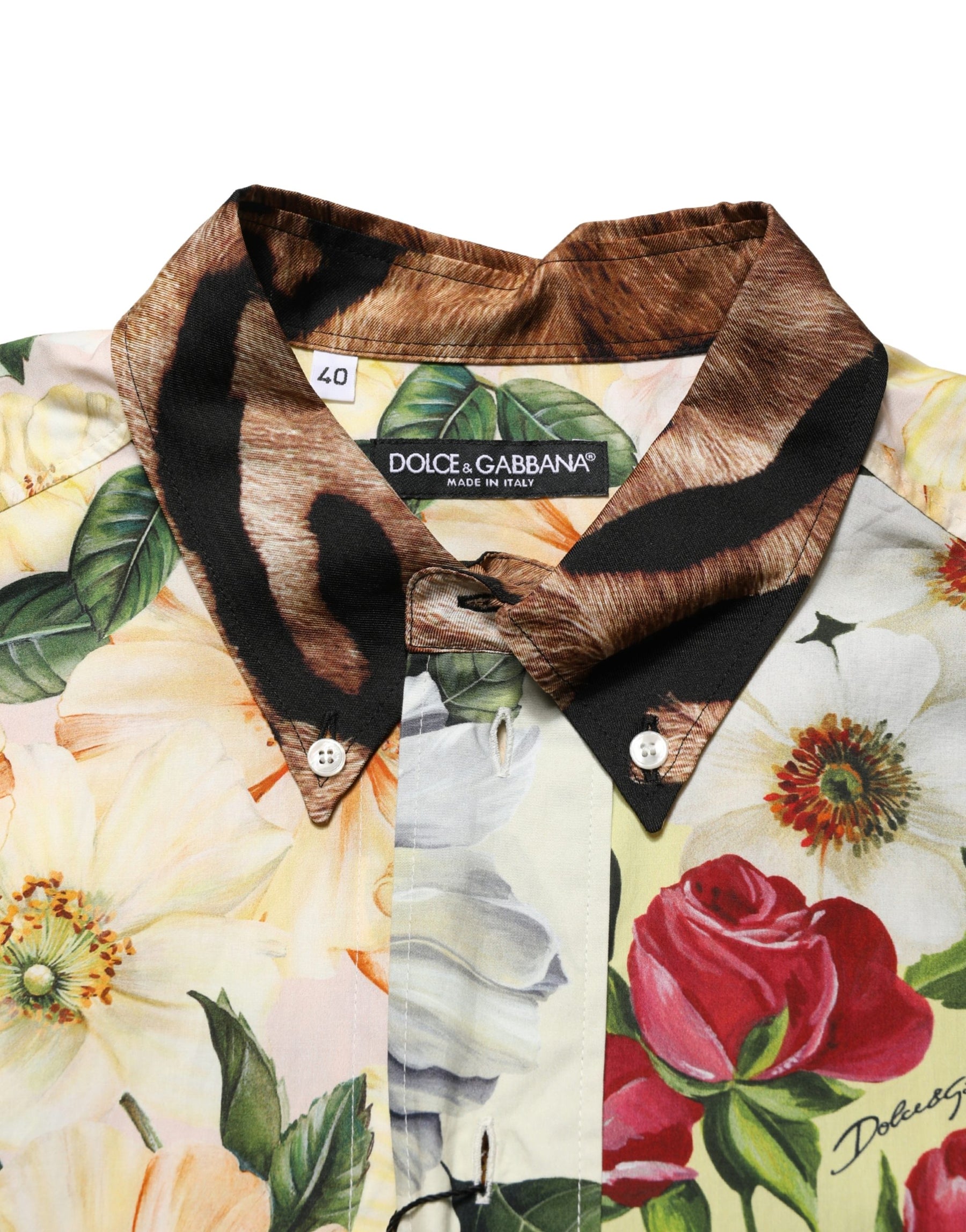 Dolce & Gabbana Multicolor Floral Animal Print Collared Shirt | Regal Royce