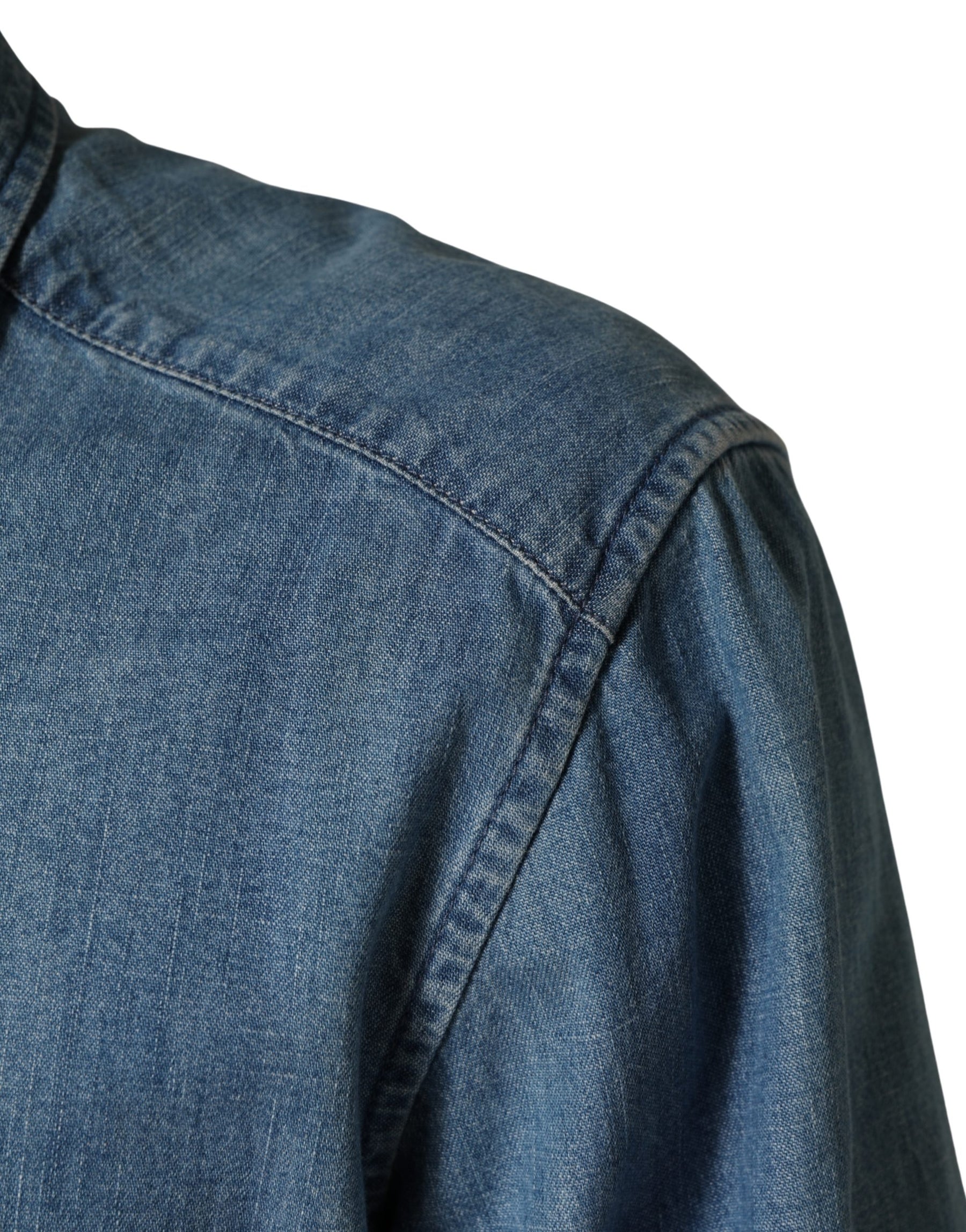 Dolce & Gabbana Blue Cotton Stretch Casual Denim Slim Shirt | Regal Royce
