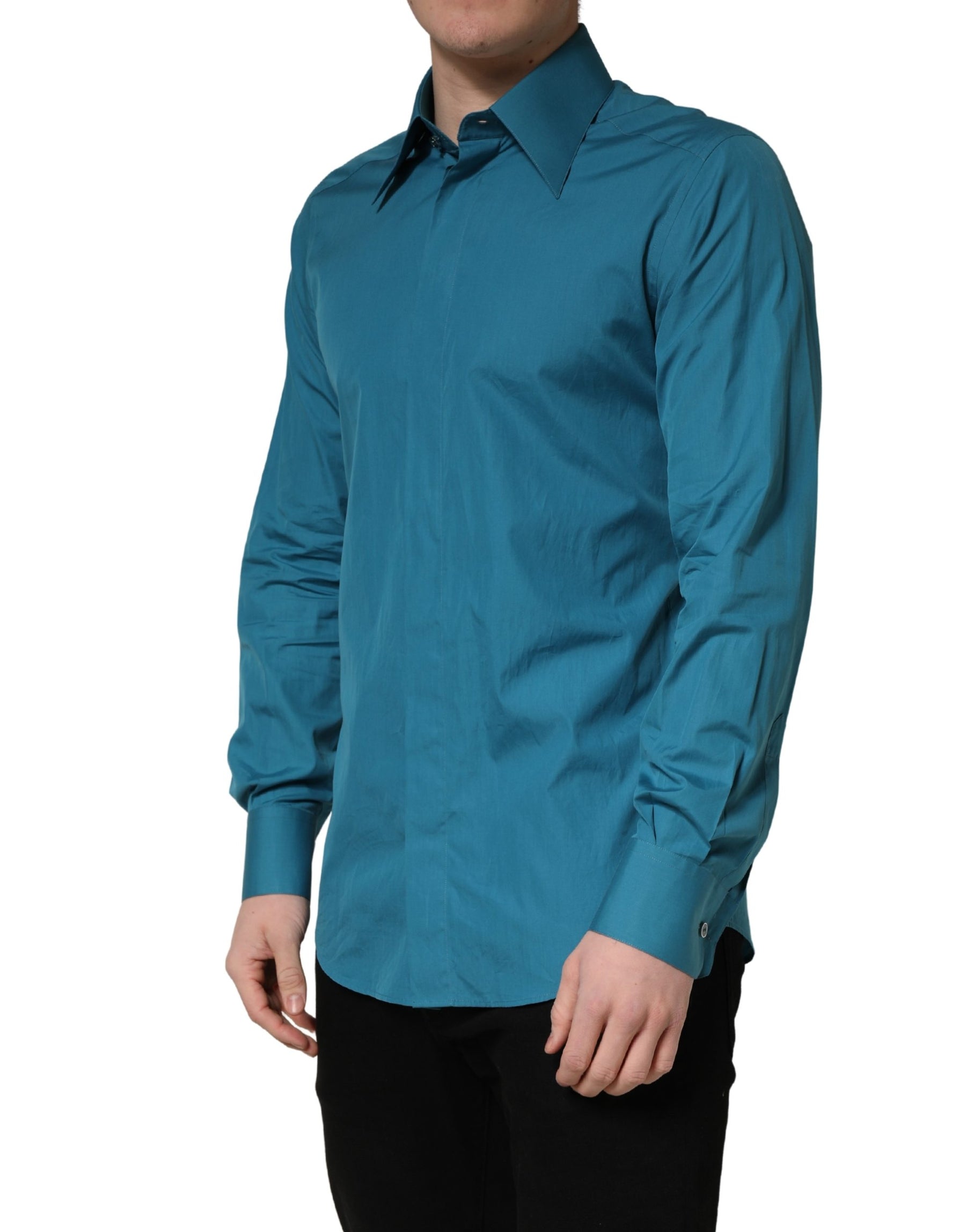 Dolce & Gabbana Blue SARTORIA Long Sleeve Cotton Dress Shirt | Regal Royce