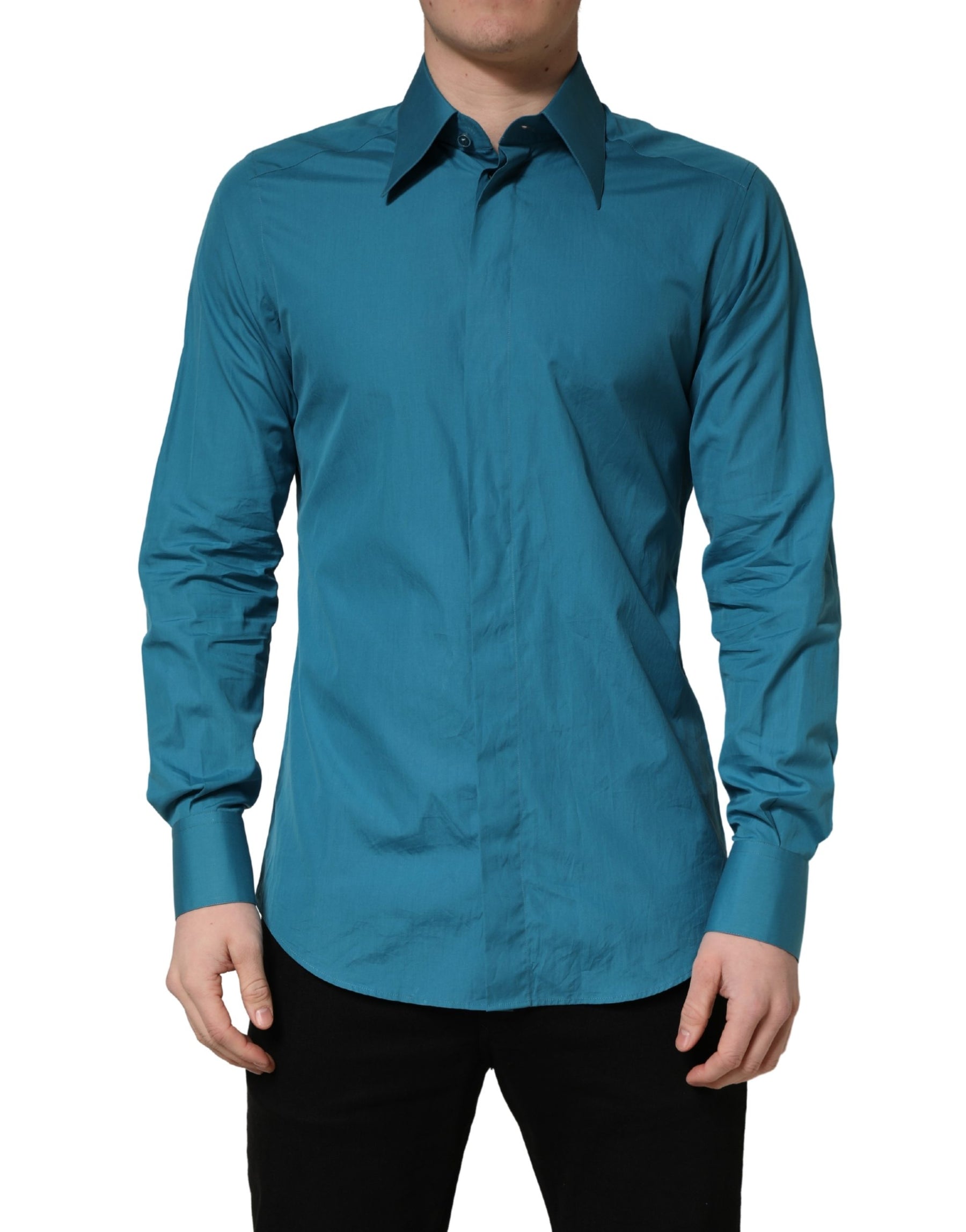 Dolce & Gabbana Blue SARTORIA Long Sleeve Cotton Dress Shirt | Regal Royce