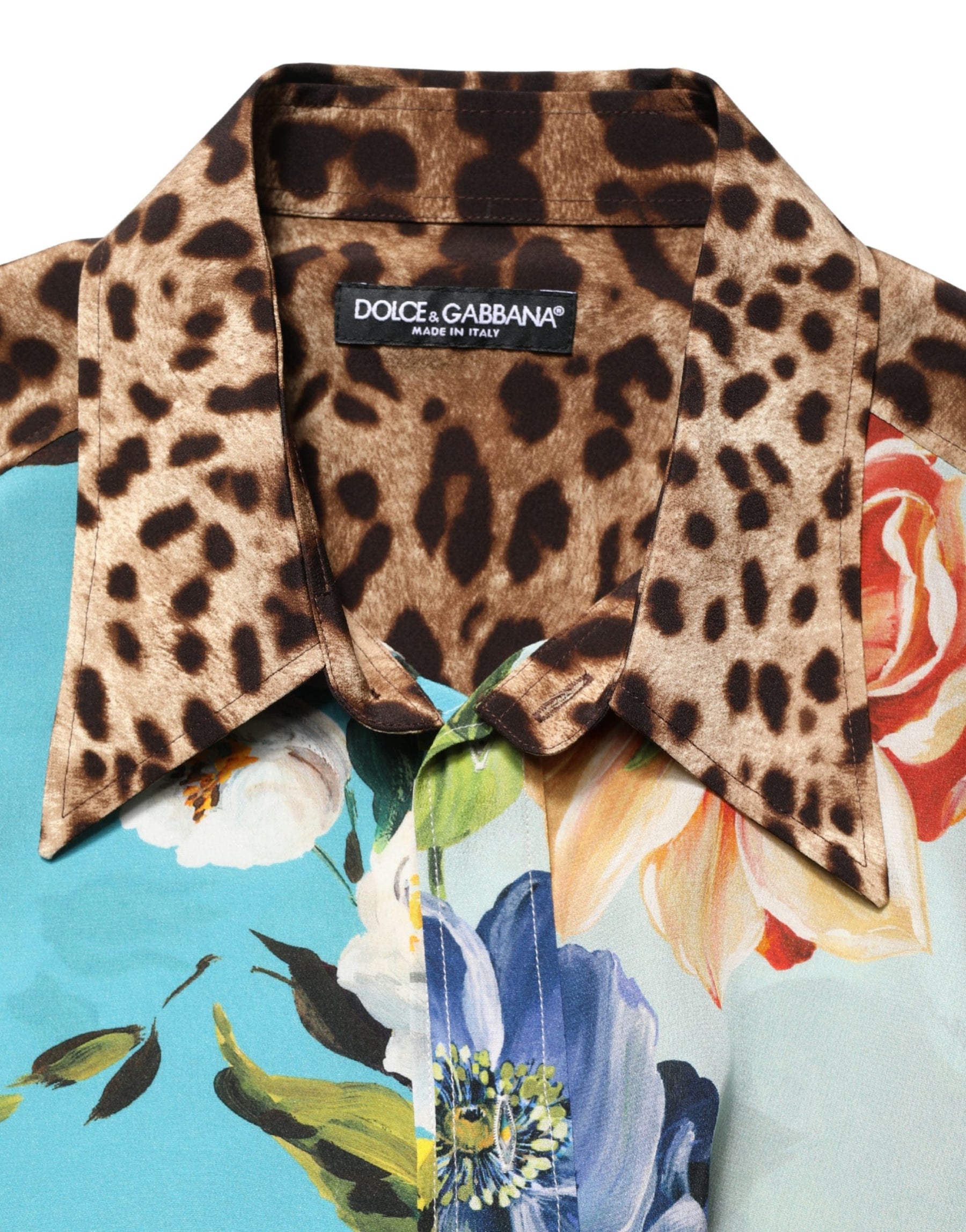Dolce & Gabbana Multicolor Floral Animal Print Collared Shirt | Regal Royce