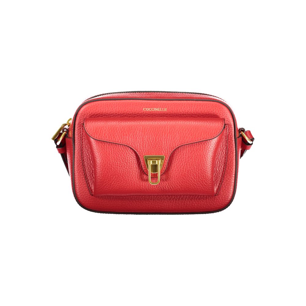 Coccinelle Rosso Leather Women's Bag with Adjustable Strap and Pockets | Regal Royce