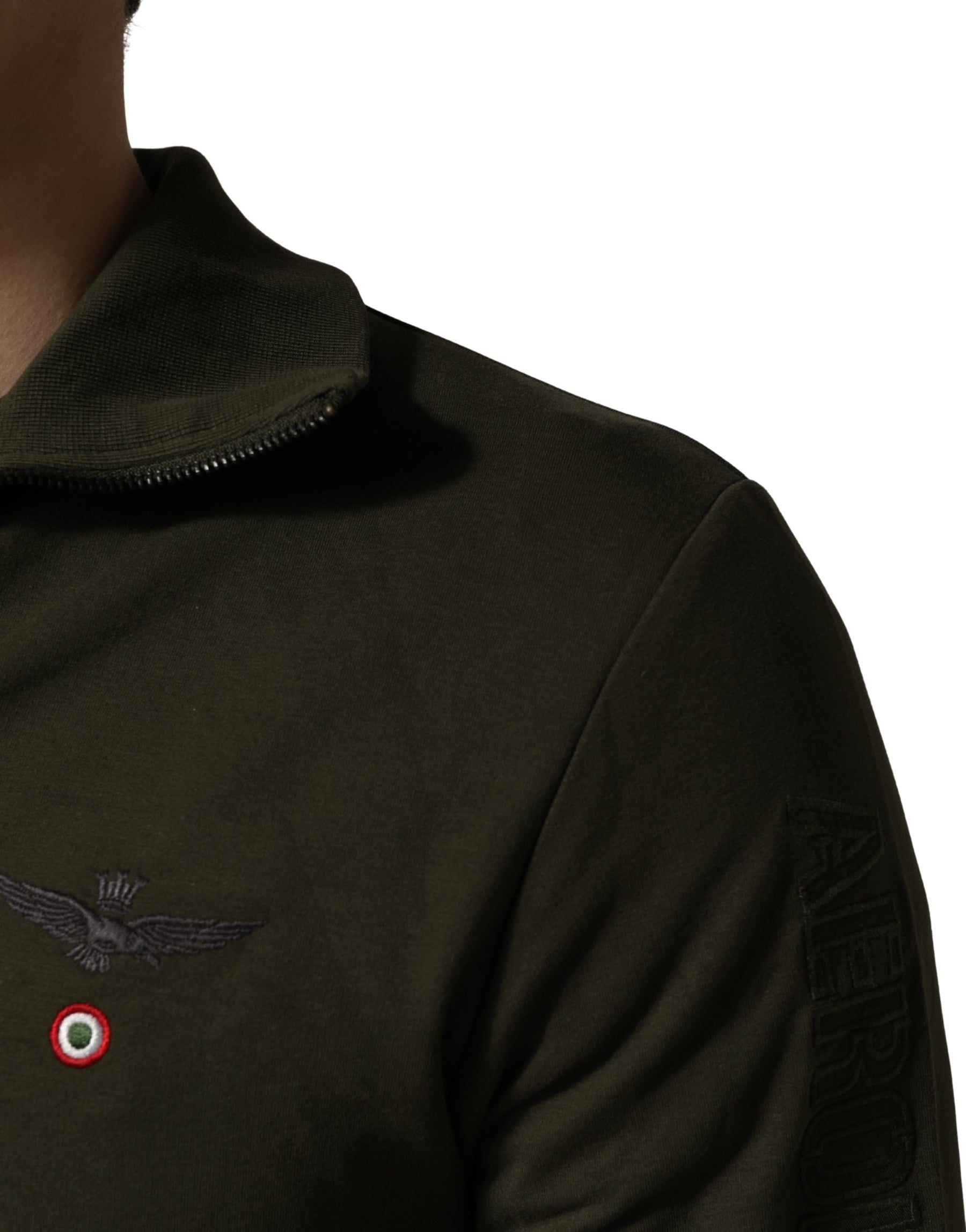 Aeronautica Militare MilitaryGreen HalfZip Sweatshirt Sweater | Regal Royce