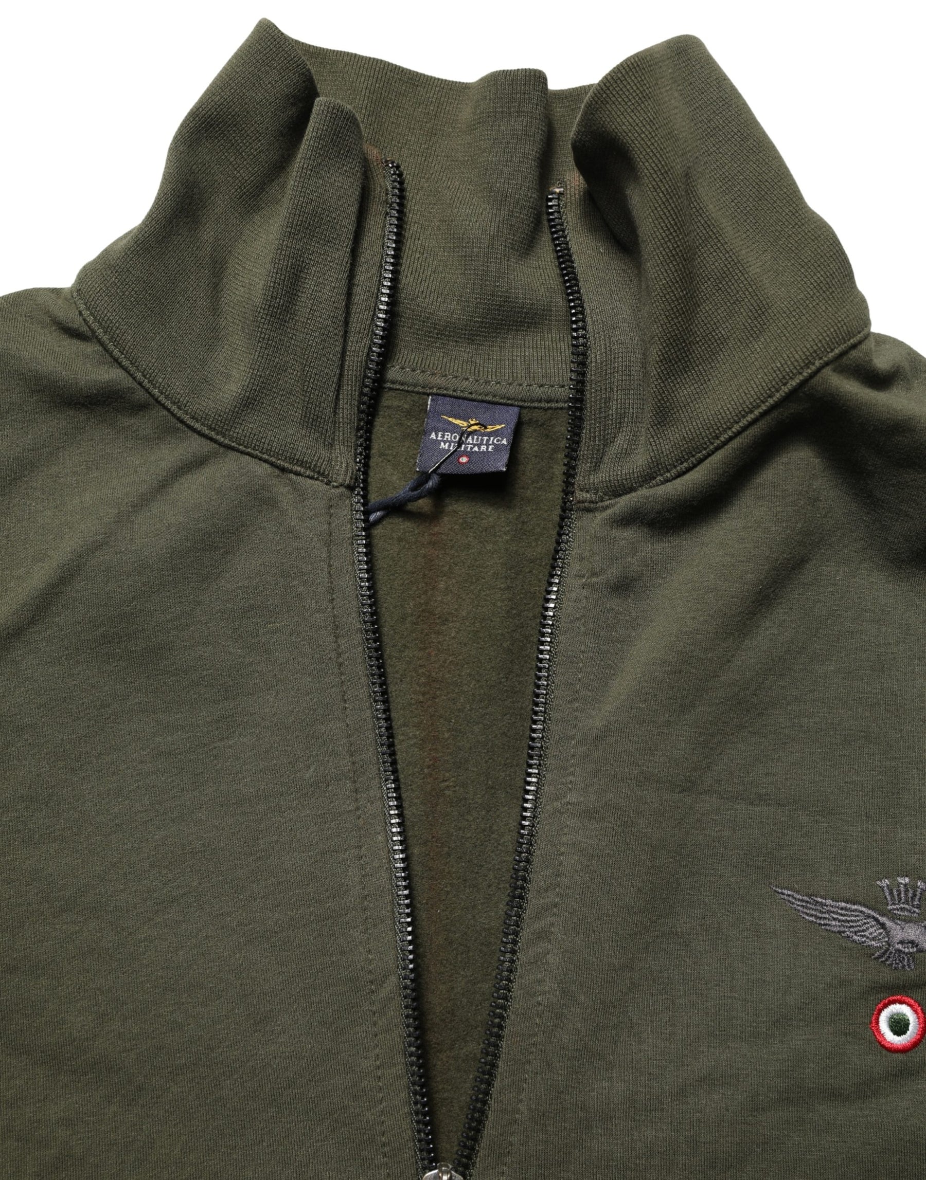 Aeronautica Militare MilitaryGreen HalfZip Sweatshirt Sweater | Regal Royce