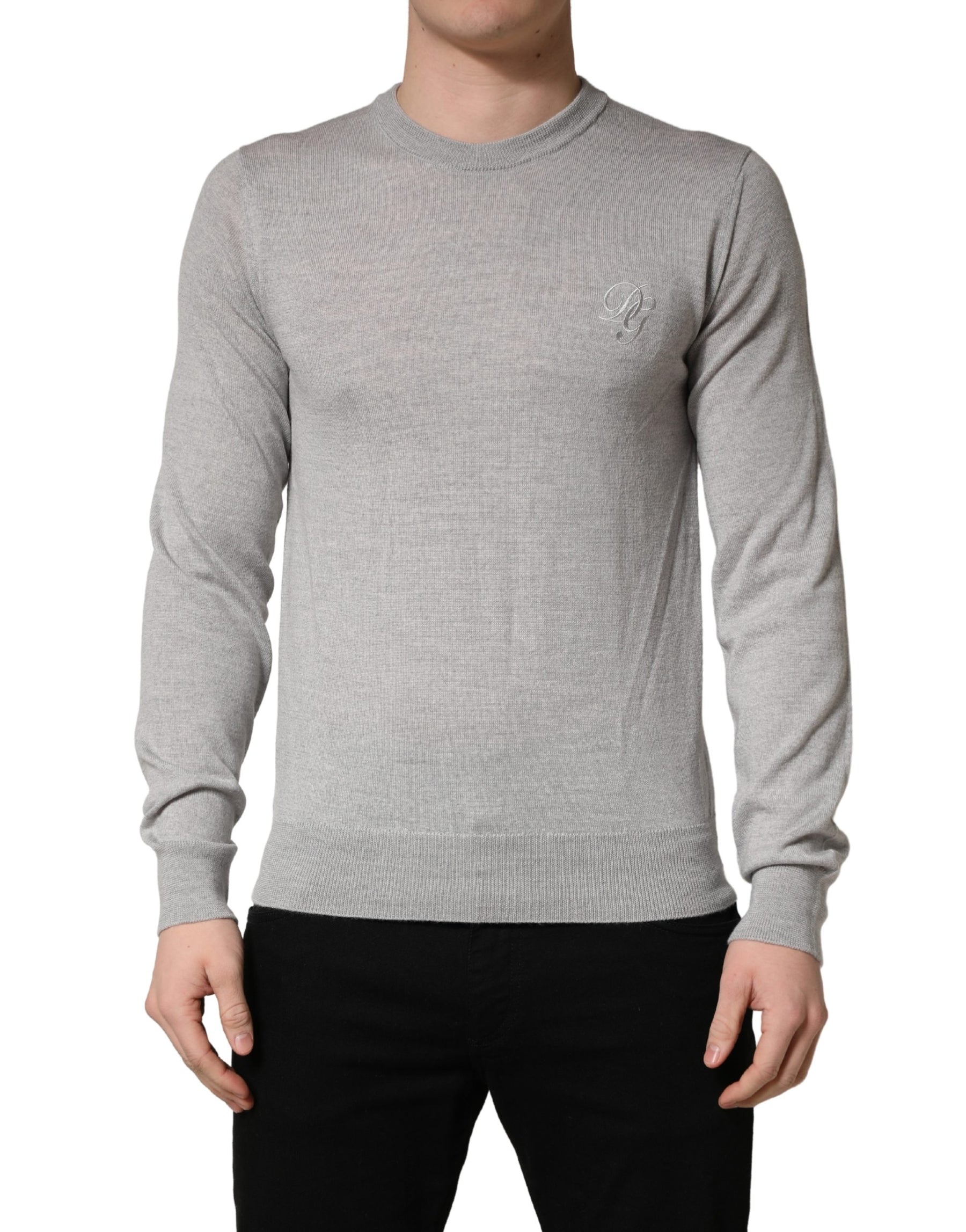 Dolce & Gabbana Gray Long Sleeves Crew Neck Pullover Sweater | Regal Royce