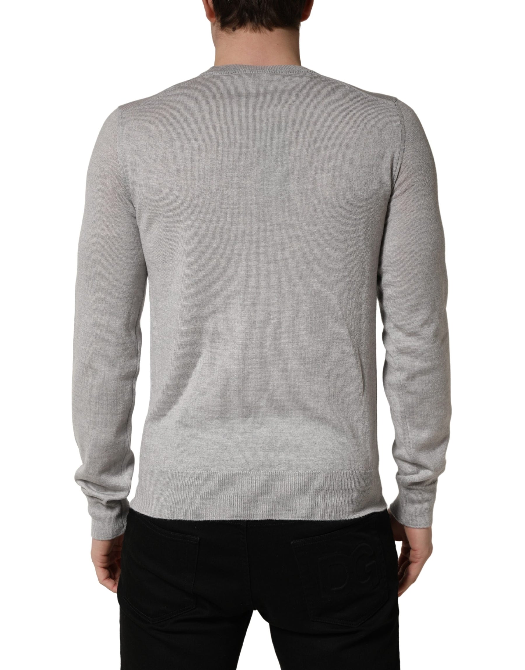 Dolce & Gabbana Gray Long Sleeves Crew Neck Pullover Sweater | Regal Royce
