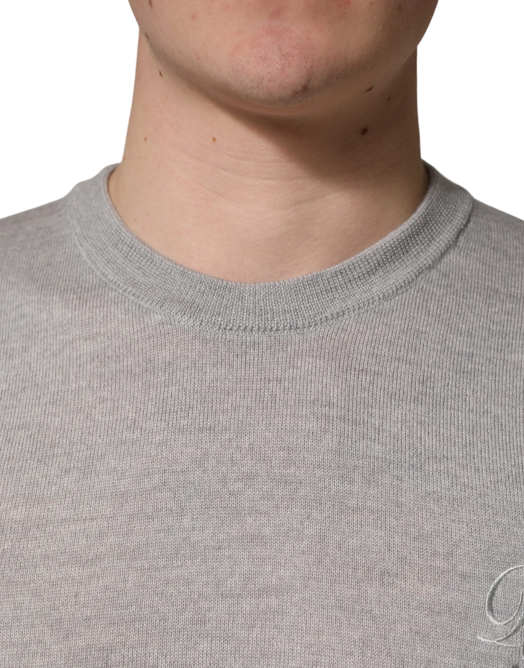 Dolce & Gabbana Gray Long Sleeves Crew Neck Pullover Sweater | Regal Royce