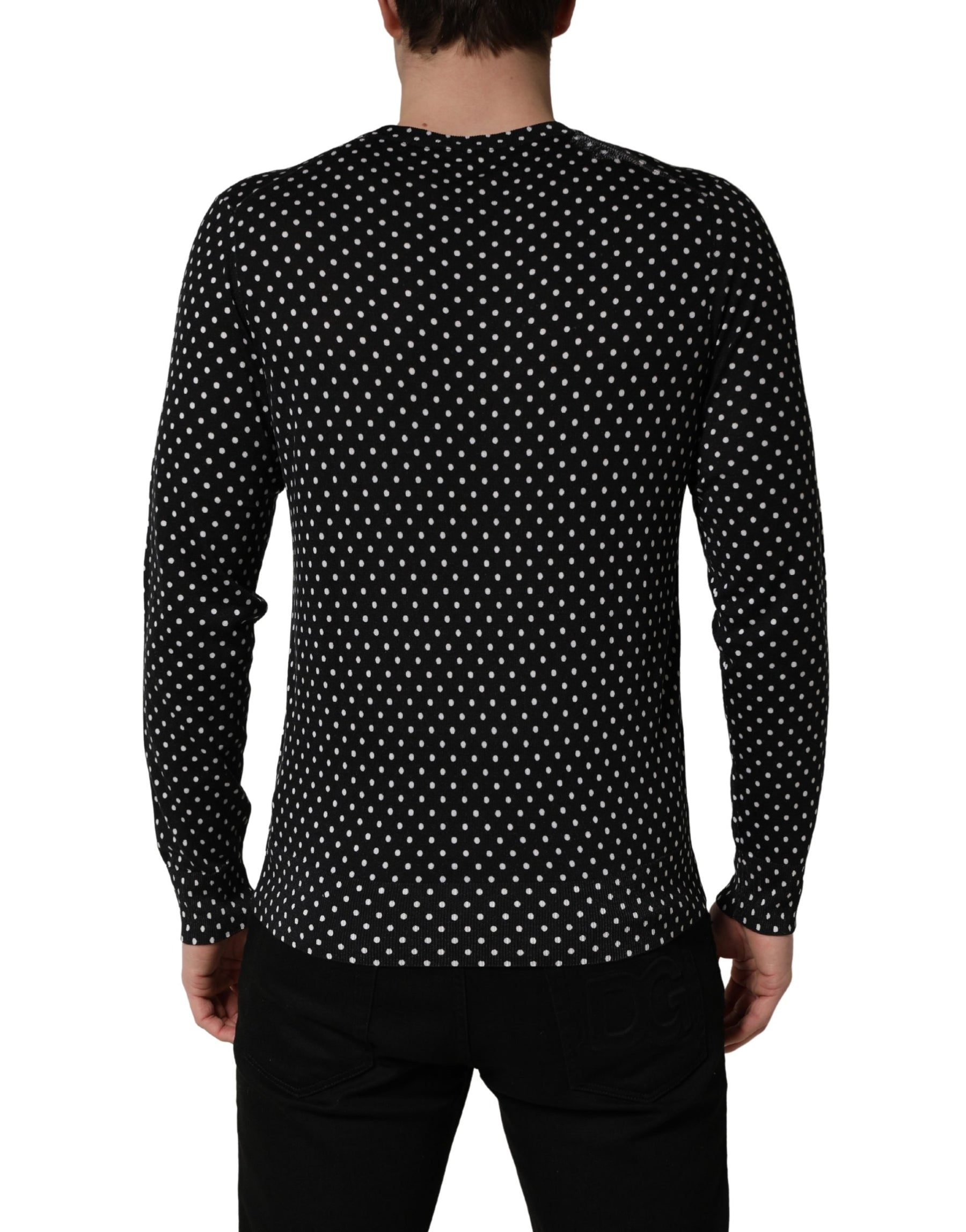 Dolce & Gabbana Black Polka Dot Crew Neck Pullover Sweater | Regal Royce