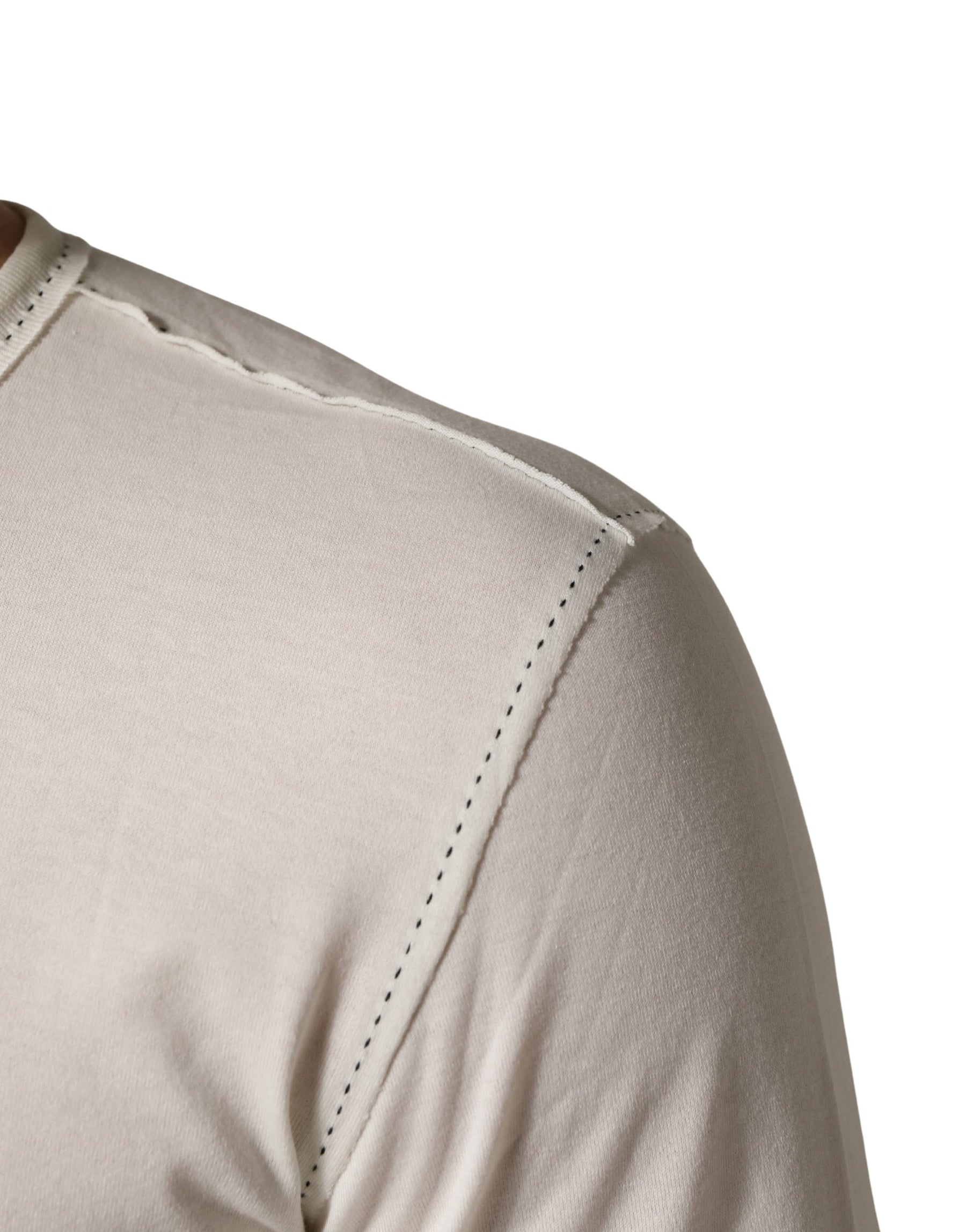 Dolce & Gabbana White Long Sleeves Henley Pullover Sweater | Regal Royce