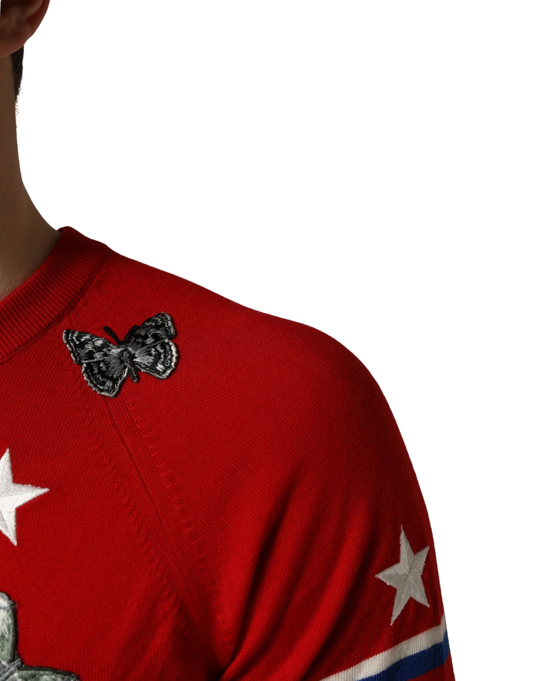 Dolce & Gabbana Multicolor Wool Butterfly Star Men Crew Neck Sweater | Regal Royce
