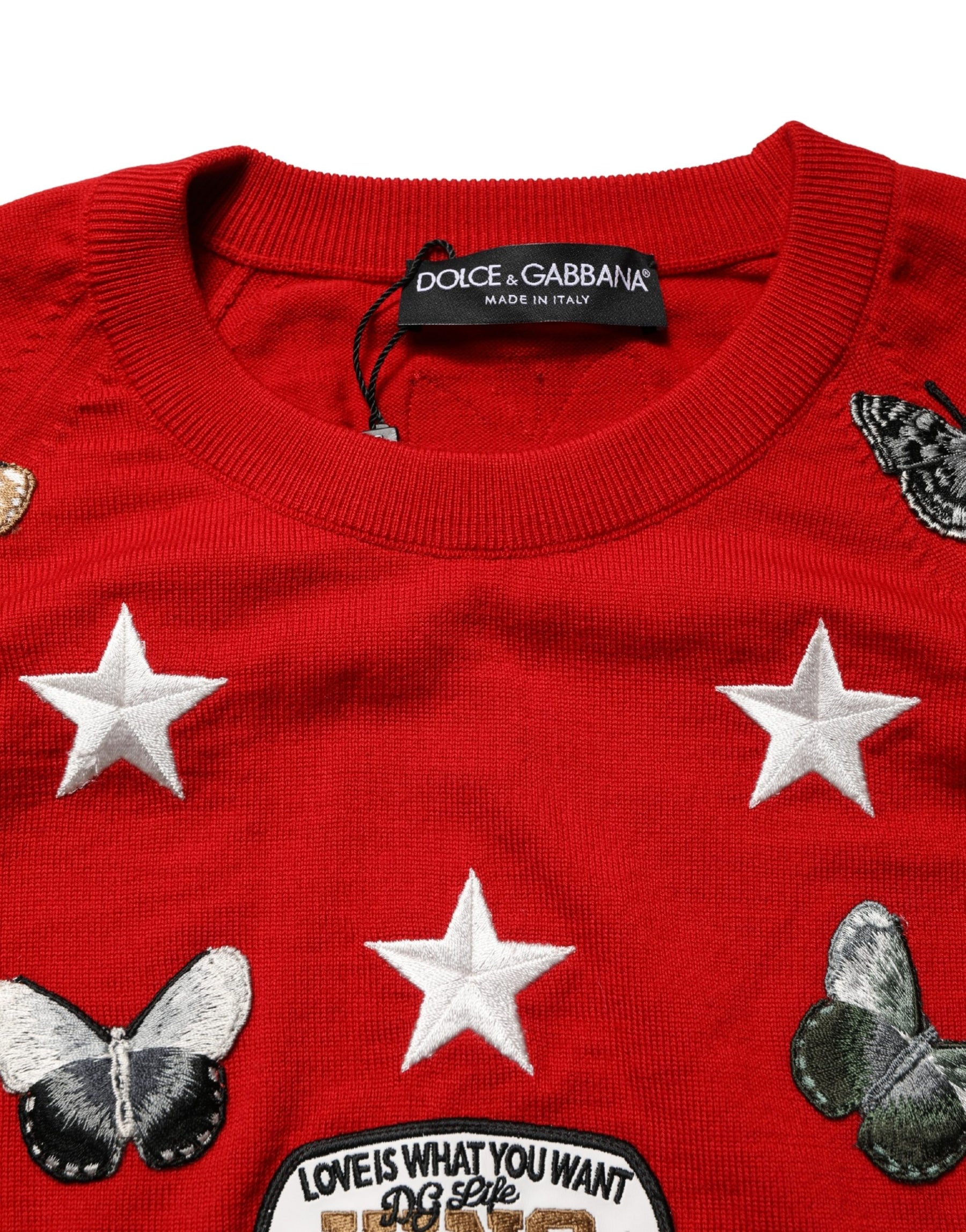 Dolce & Gabbana Multicolor Wool Butterfly Star Men Crew Neck Sweater | Regal Royce