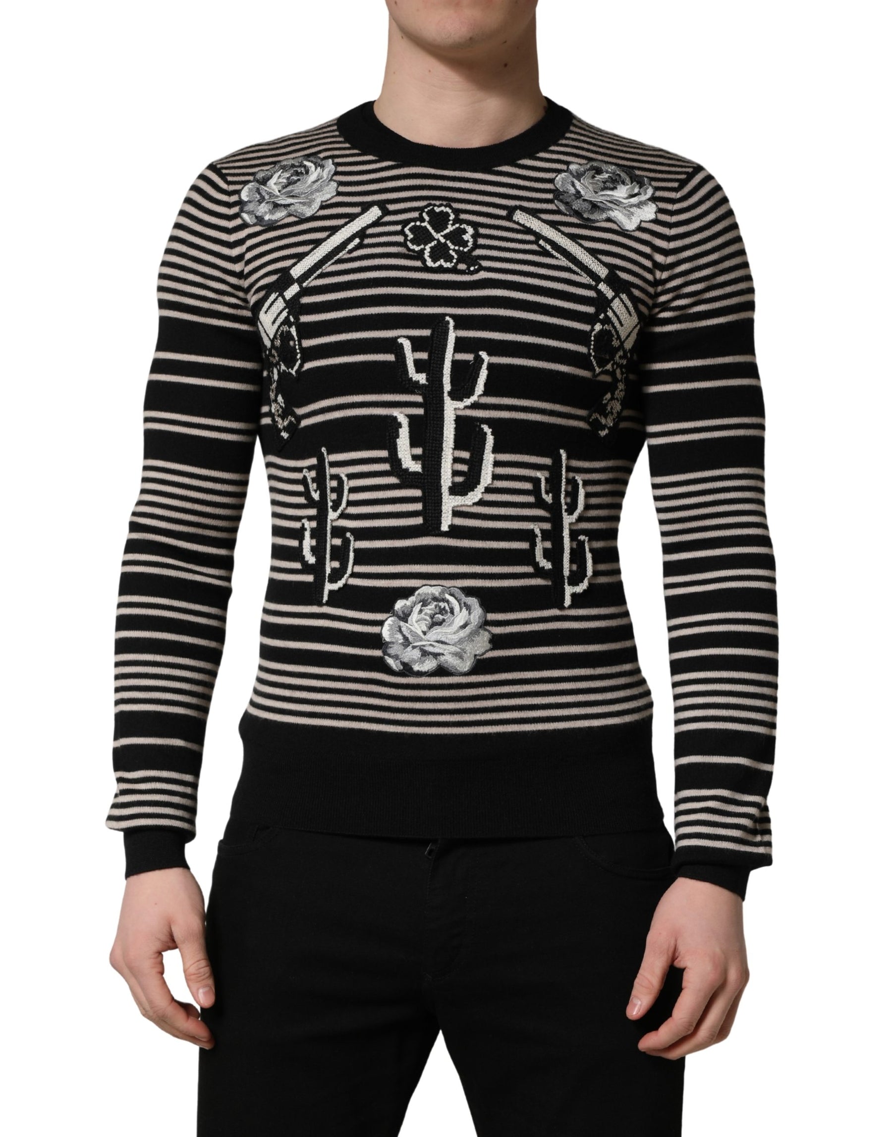 Dolce & Gabbana Multicolor Cashmere Striped CrewNeck Sweater | Regal Royce