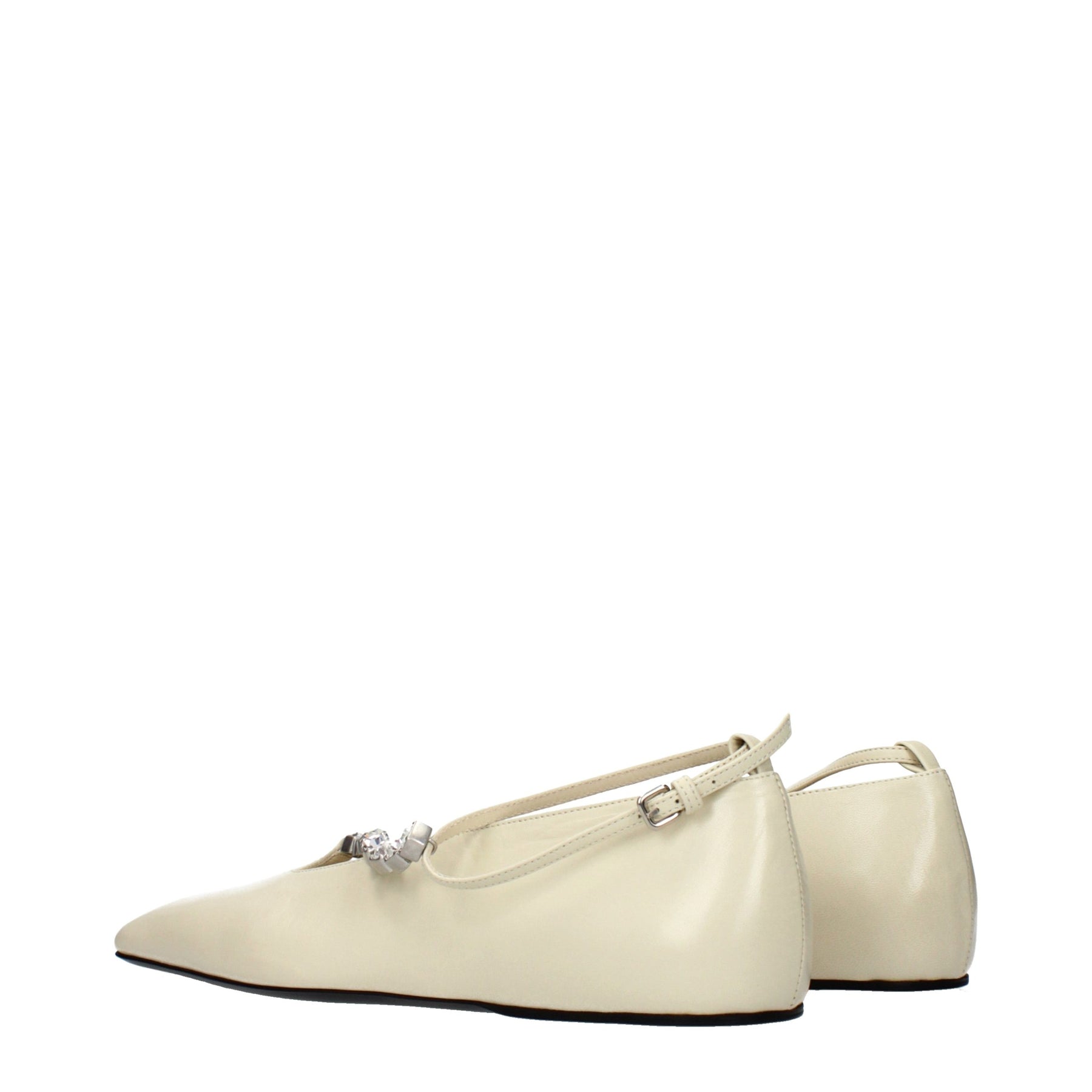 Jil Sander Beige Leather Ballet Flats | Regal Royce