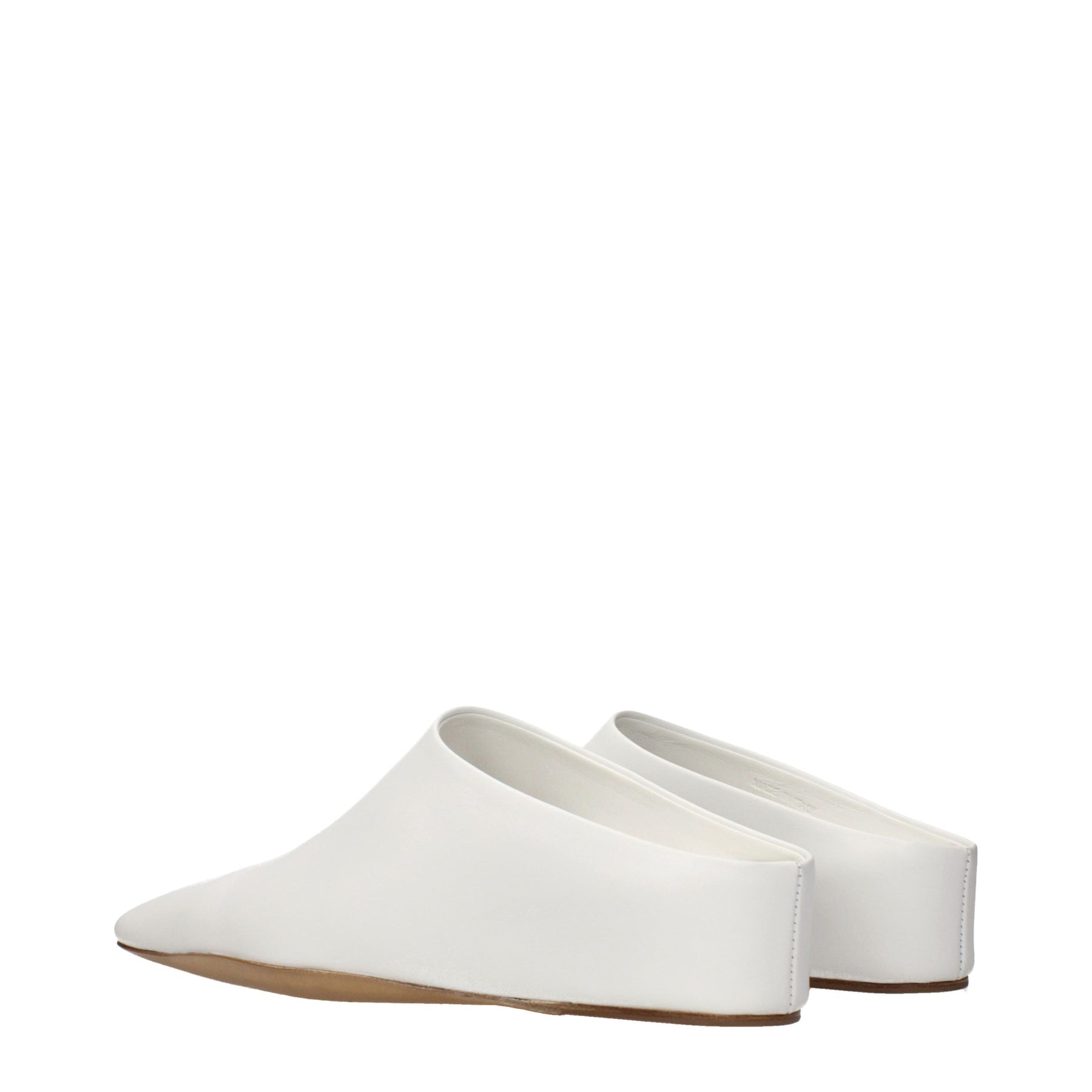 Jil Sander White Leather Slippers | Regal Royce