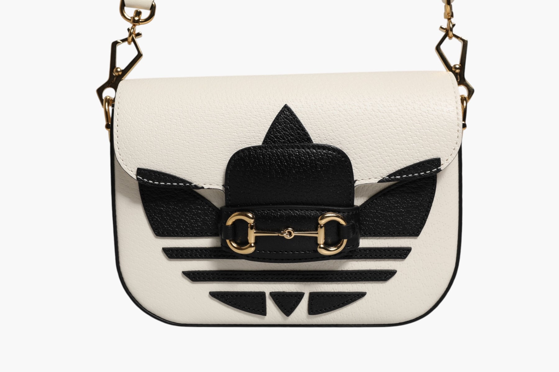 Gucci x Adidas Horsebit 1955 White Black Calfskin Leather Shoulder Bag | Regal Royce