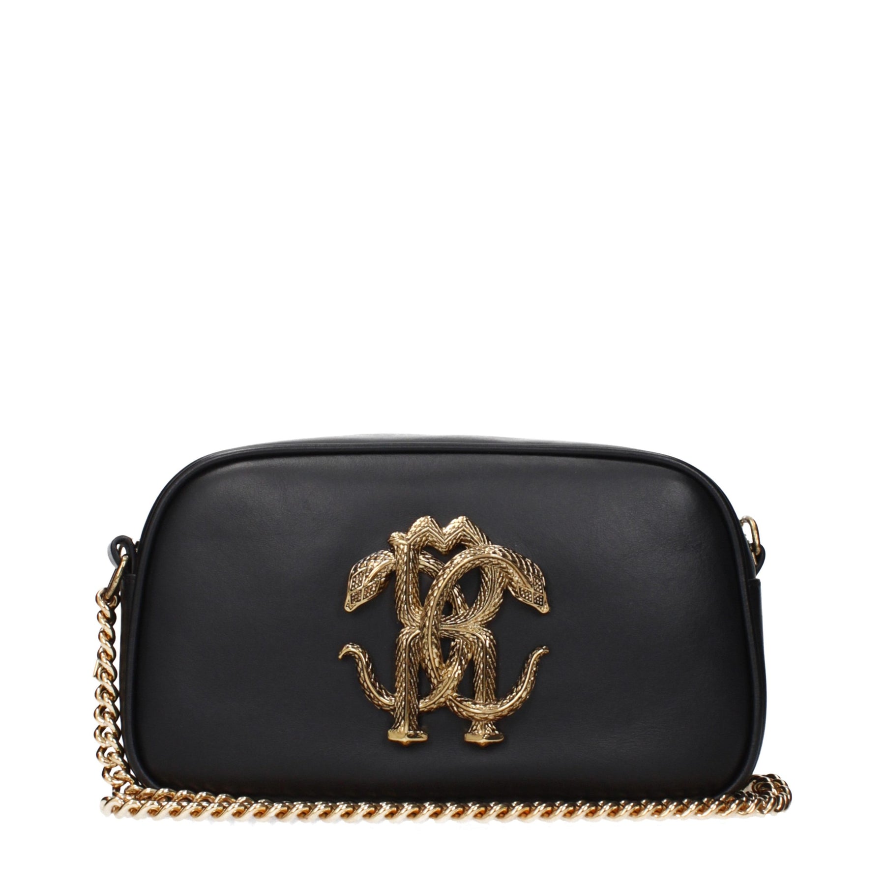 Roberto Cavalli Black Leather Crossbody Bag | Regal Royce