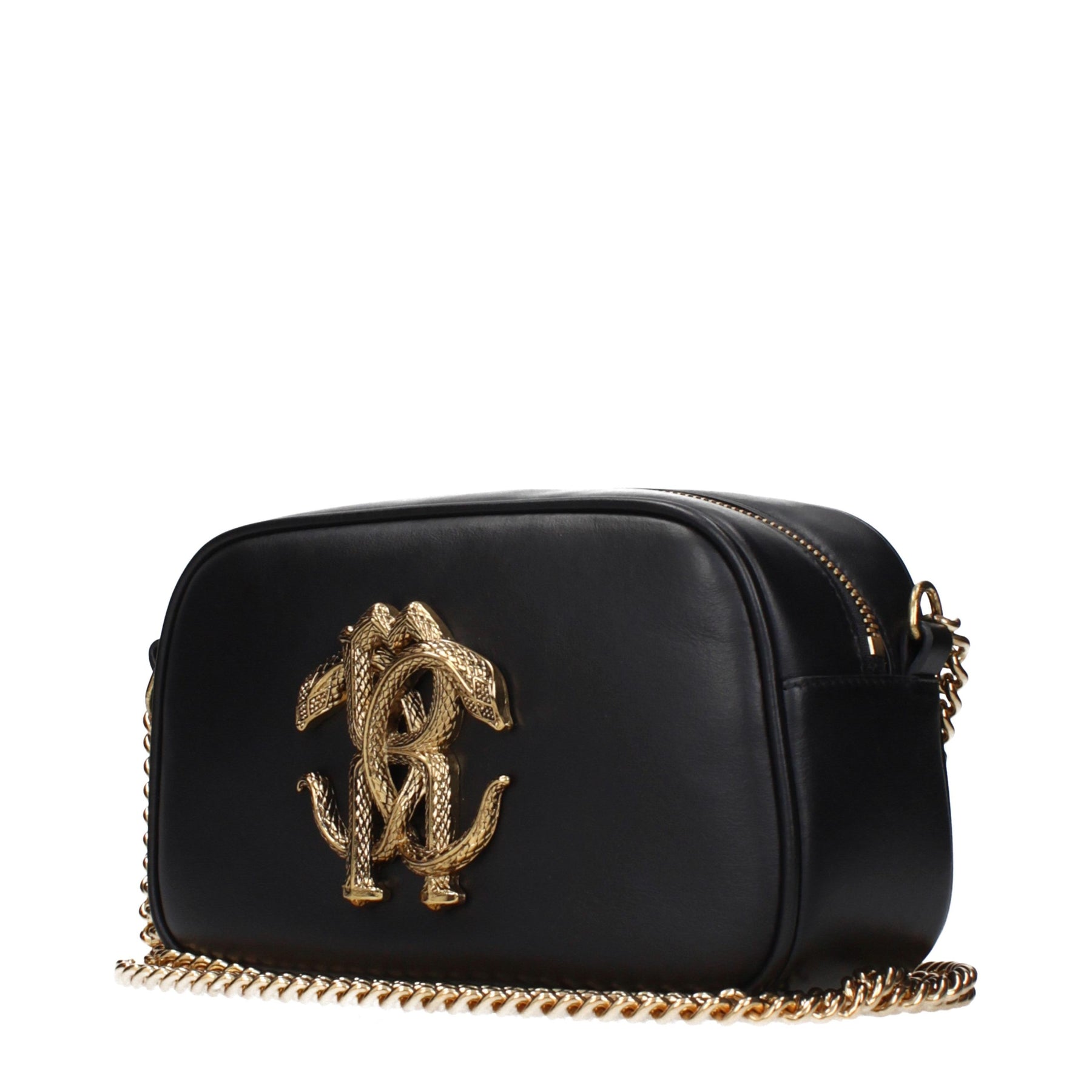 Roberto Cavalli Black Leather Crossbody Bag | Regal Royce