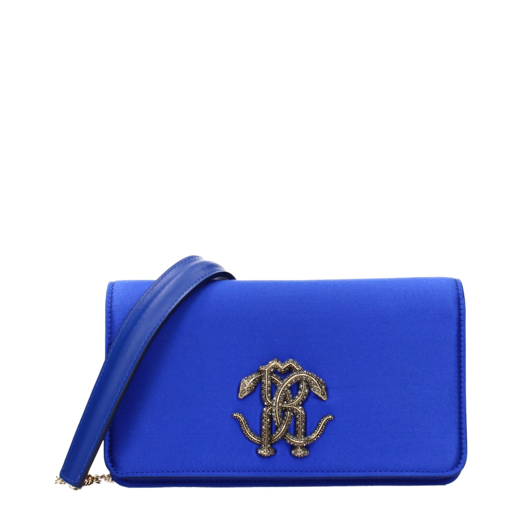 Roberto Cavalli Blue Satin Clutch Bag | Regal Royce