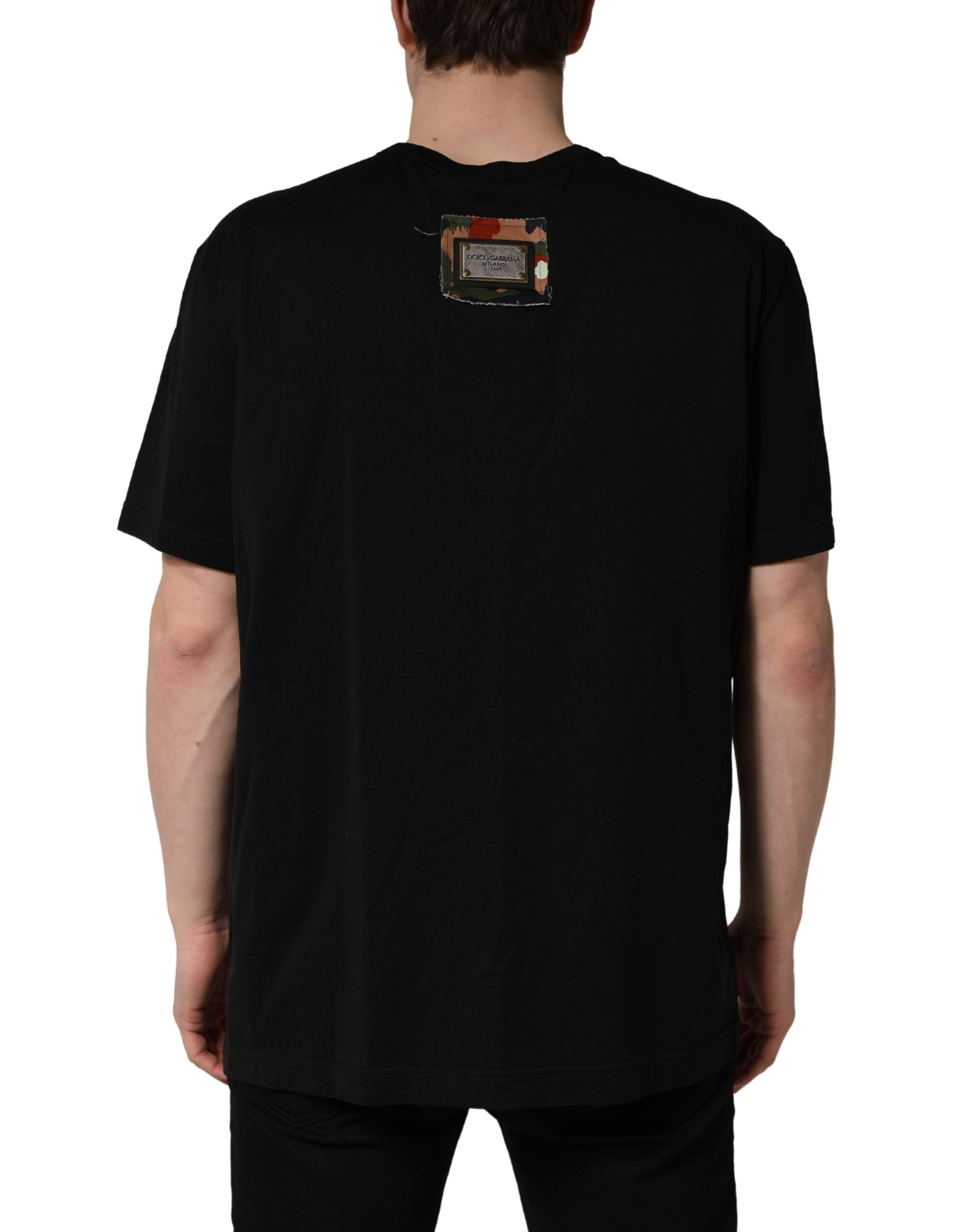 Dolce & Gabbana Black Camouflage Graphic Cotton Crewneck T-shirt | Regal Royce