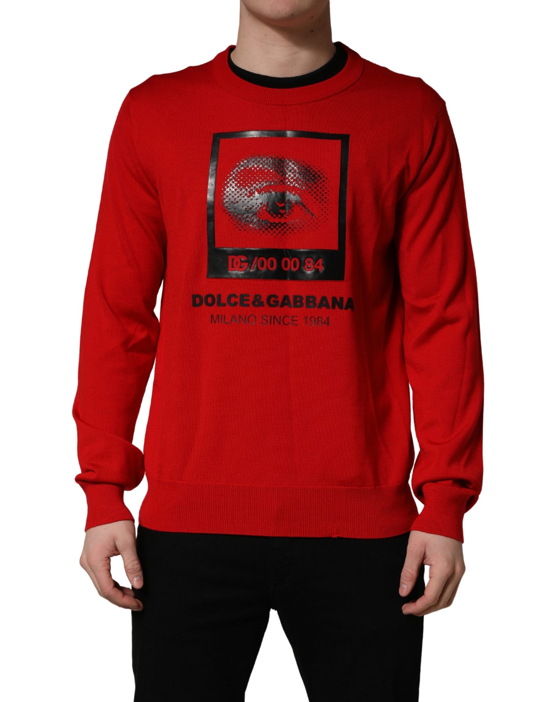 Dolce & Gabbana Red Eye Print Crew Neck Pullover Sweater | Regal Royce