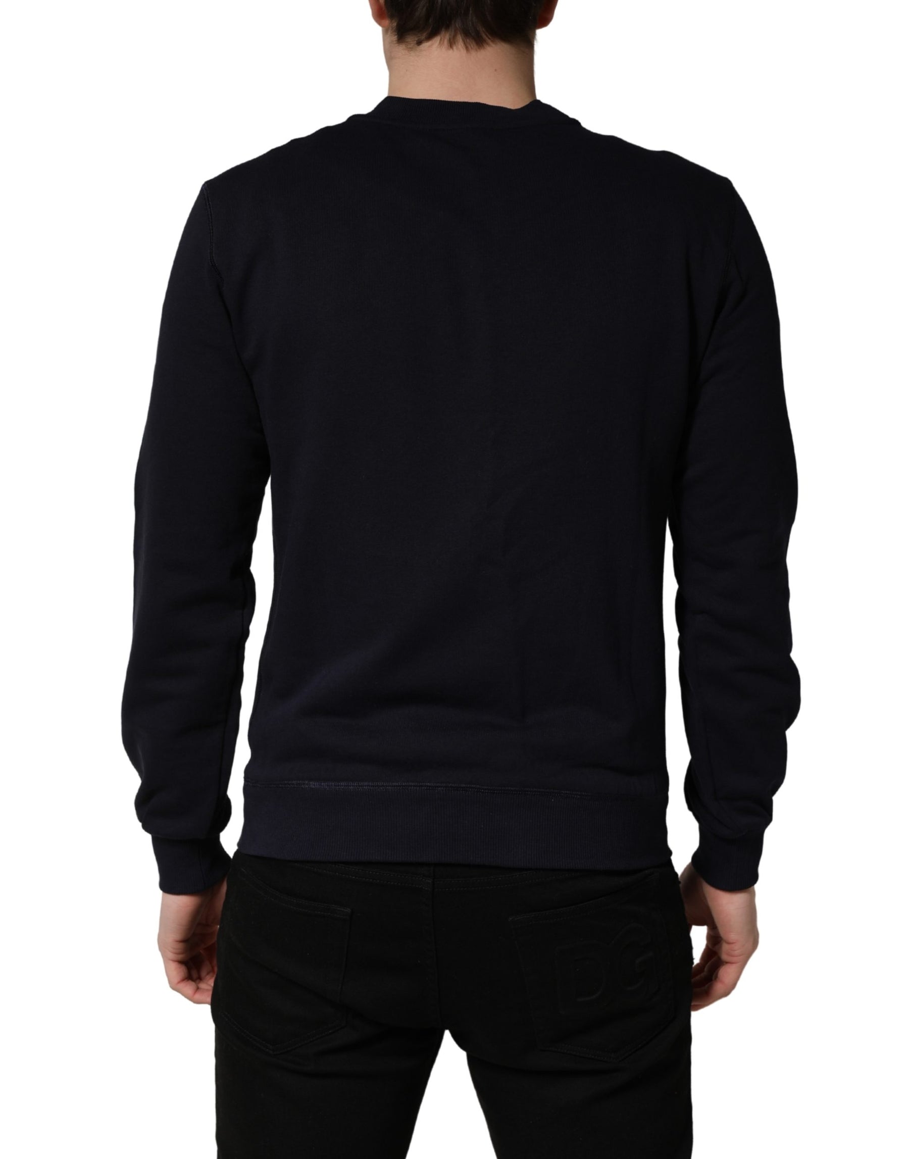 Dolce & Gabbana Black Logo Plaque Jersey Sweatshirt Cotton Sweater | Regal Royce