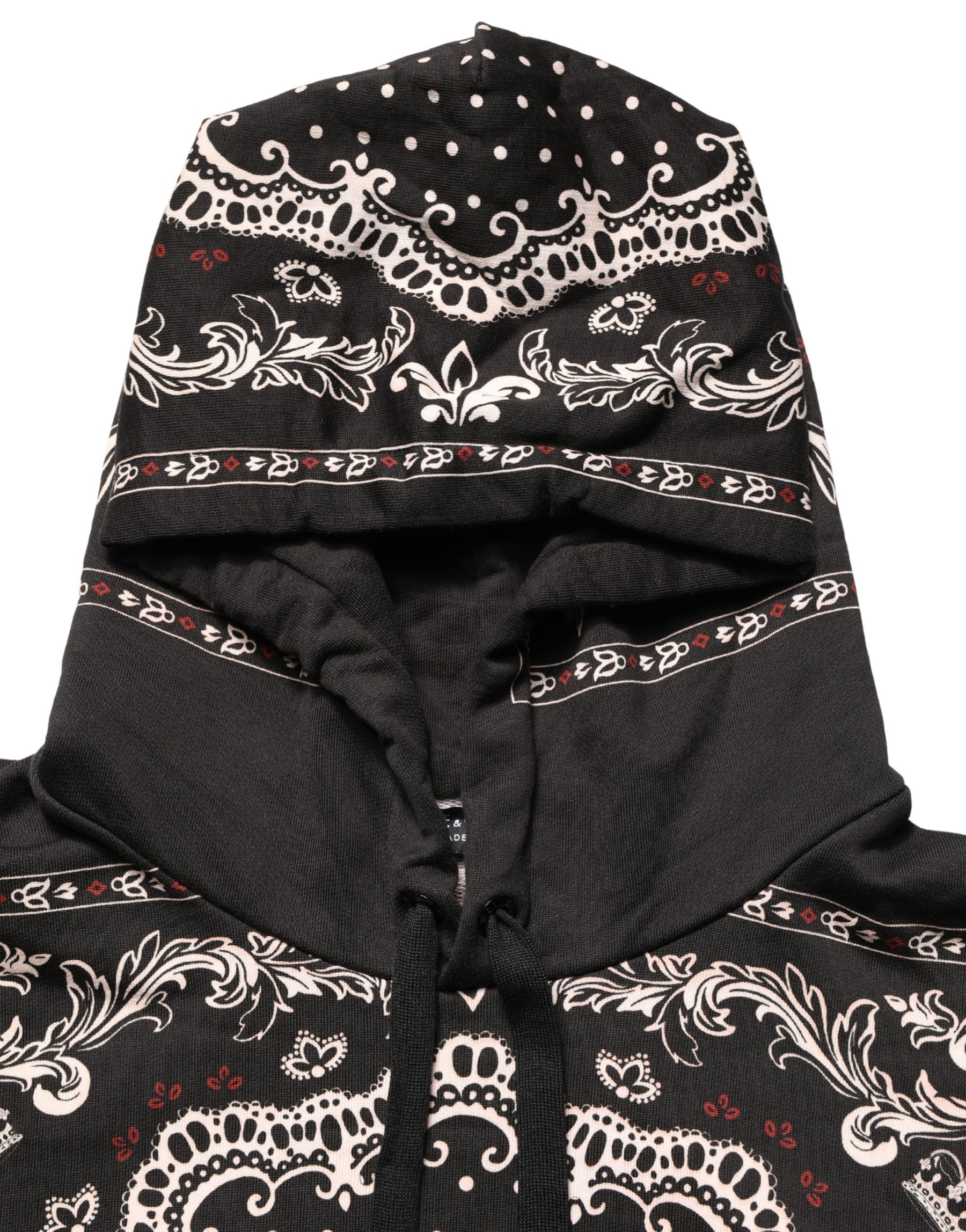 Dolce & Gabbana Black Bandana Print Cotton Men Hoodie Sweater | Regal Royce