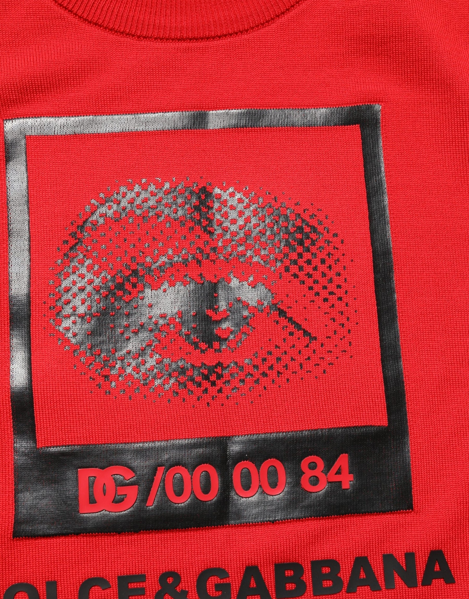 Dolce & Gabbana Red Eye Print Crew Neck Pullover Sweater | Regal Royce