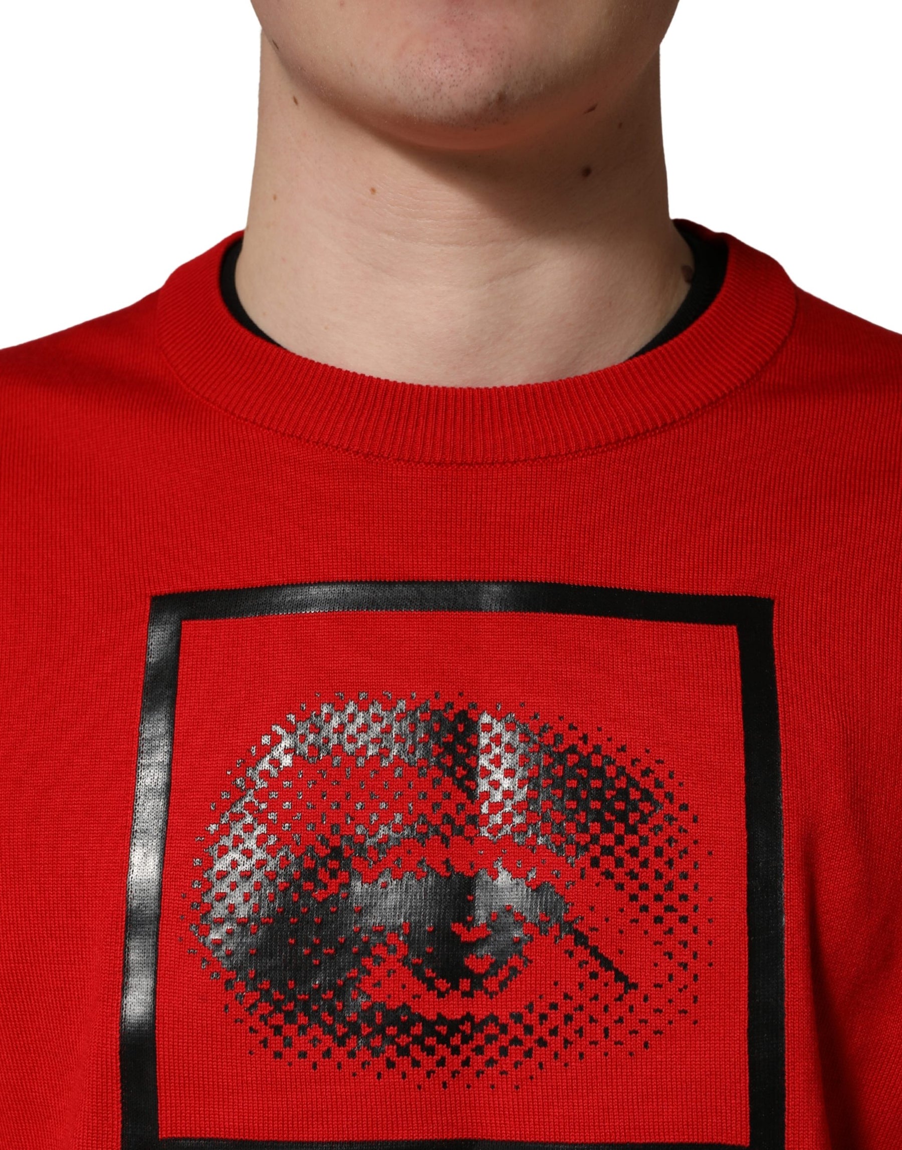 Dolce & Gabbana Red Eye Print Crew Neck Pullover Sweater | Regal Royce