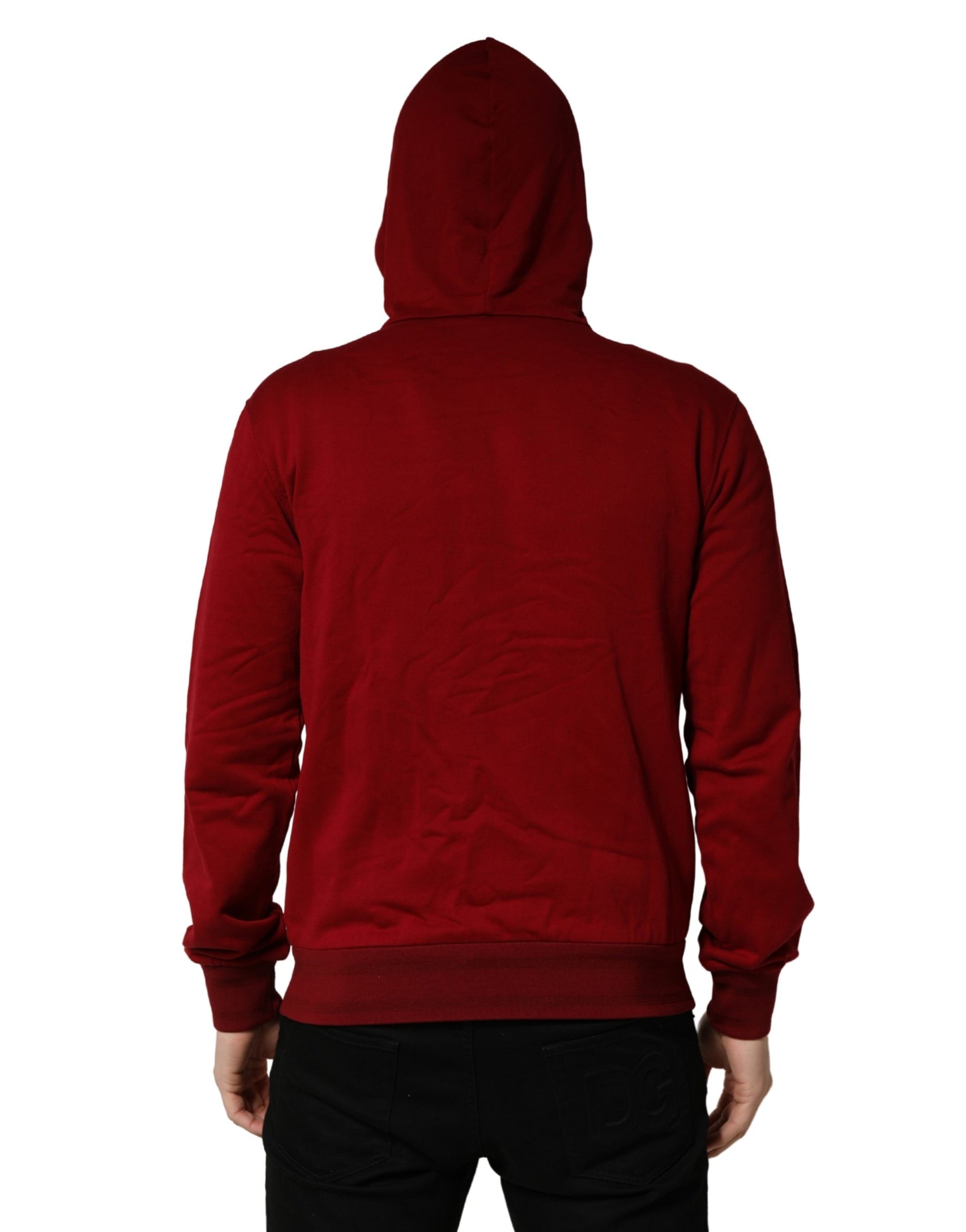Dolce & Gabbana Red Cotton Full Zip Fleece Men Hoodie Sweater | Regal Royce