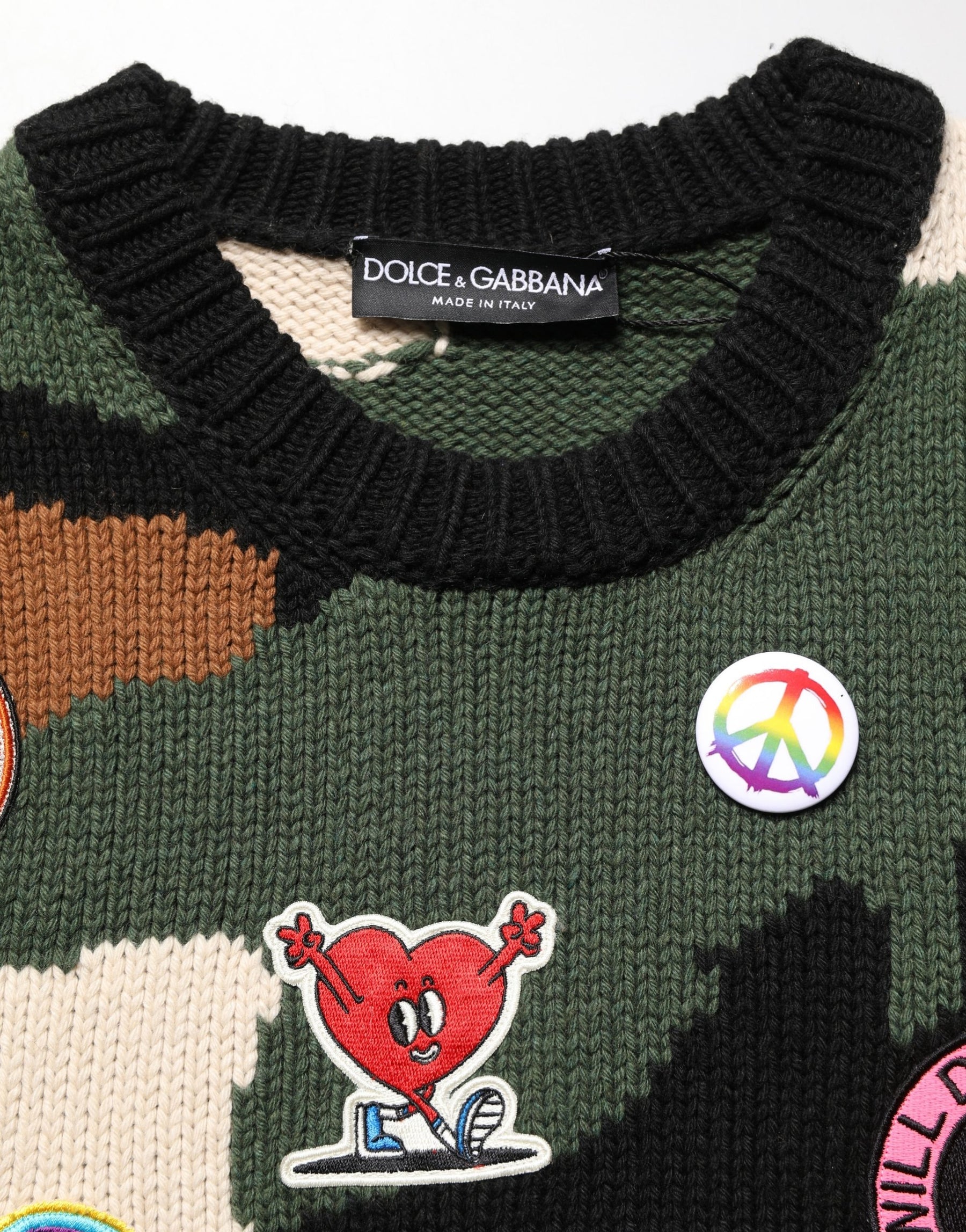 Dolce & Gabbana Multicolor Intarsia Knit Camouflage Pullover Sweater | Regal Royce