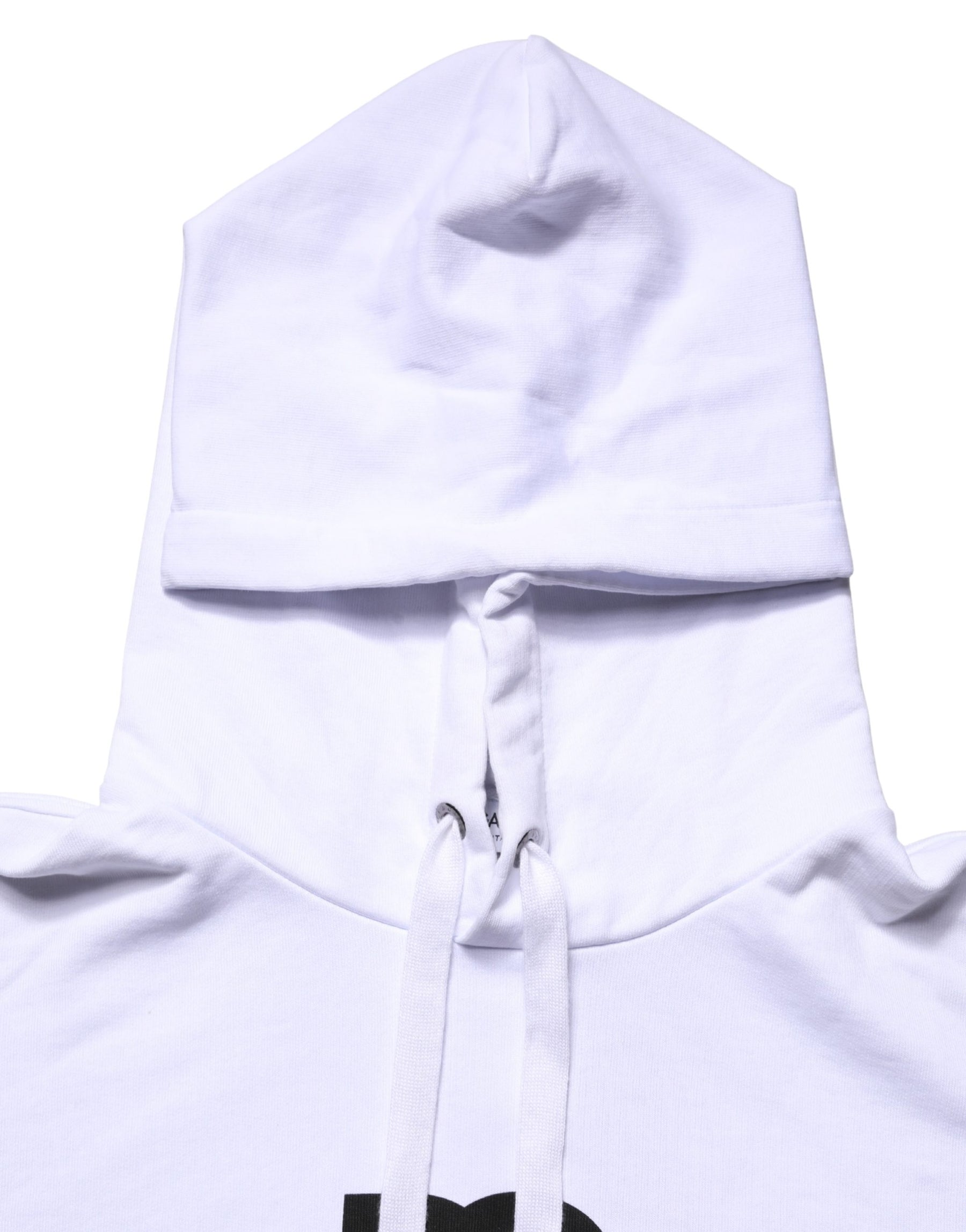 Dolce & Gabbana White Logo Print Cotton Hooded Sweatshirt Sweater | Regal Royce