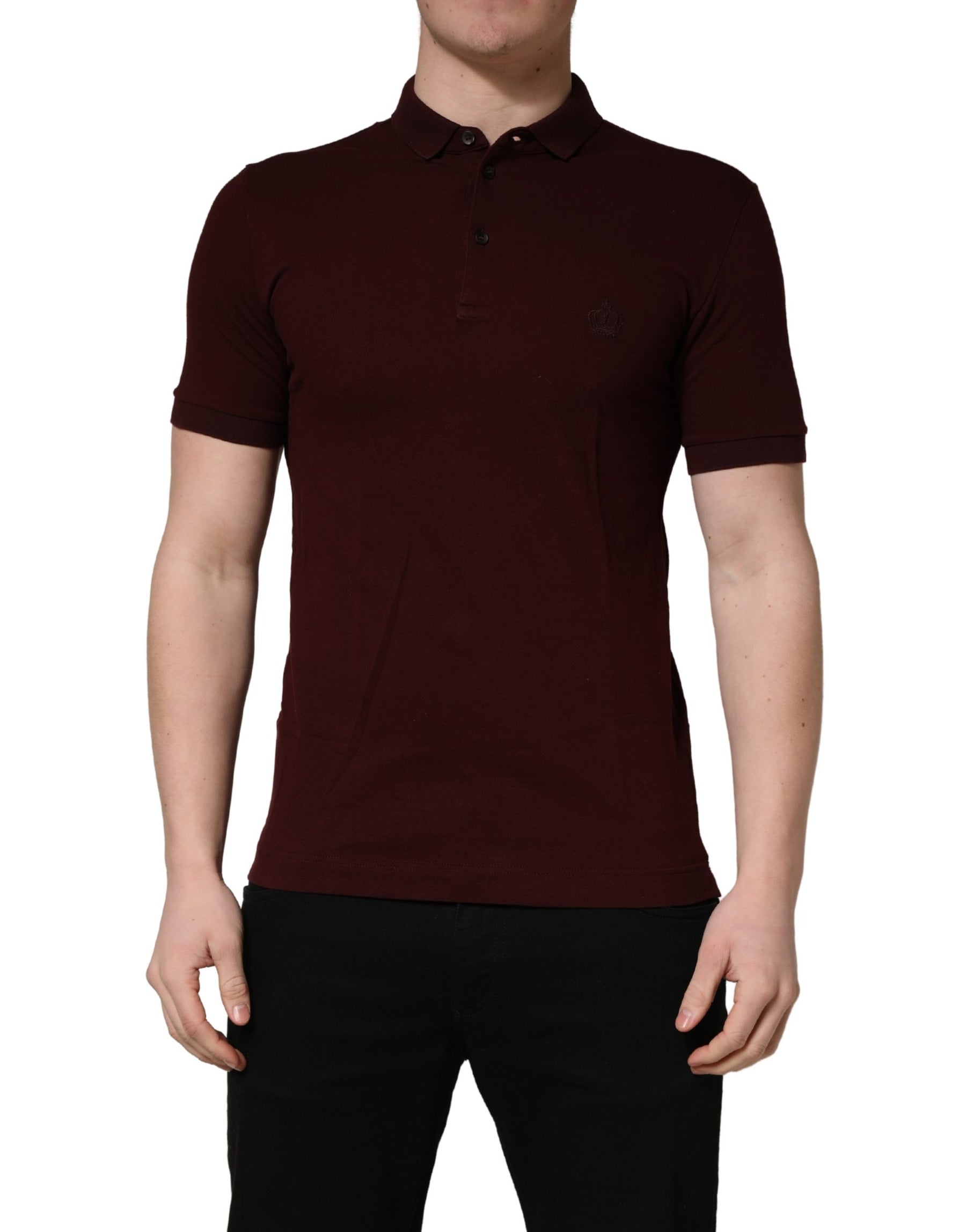 Dolce & Gabbana Maroon Collared Short Sleeves Polo T-shirt | Regal Royce