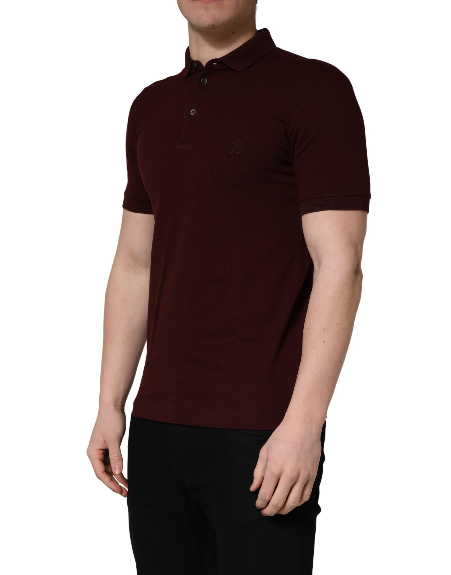 Dolce & Gabbana Maroon Collared Short Sleeves Polo T-shirt | Regal Royce
